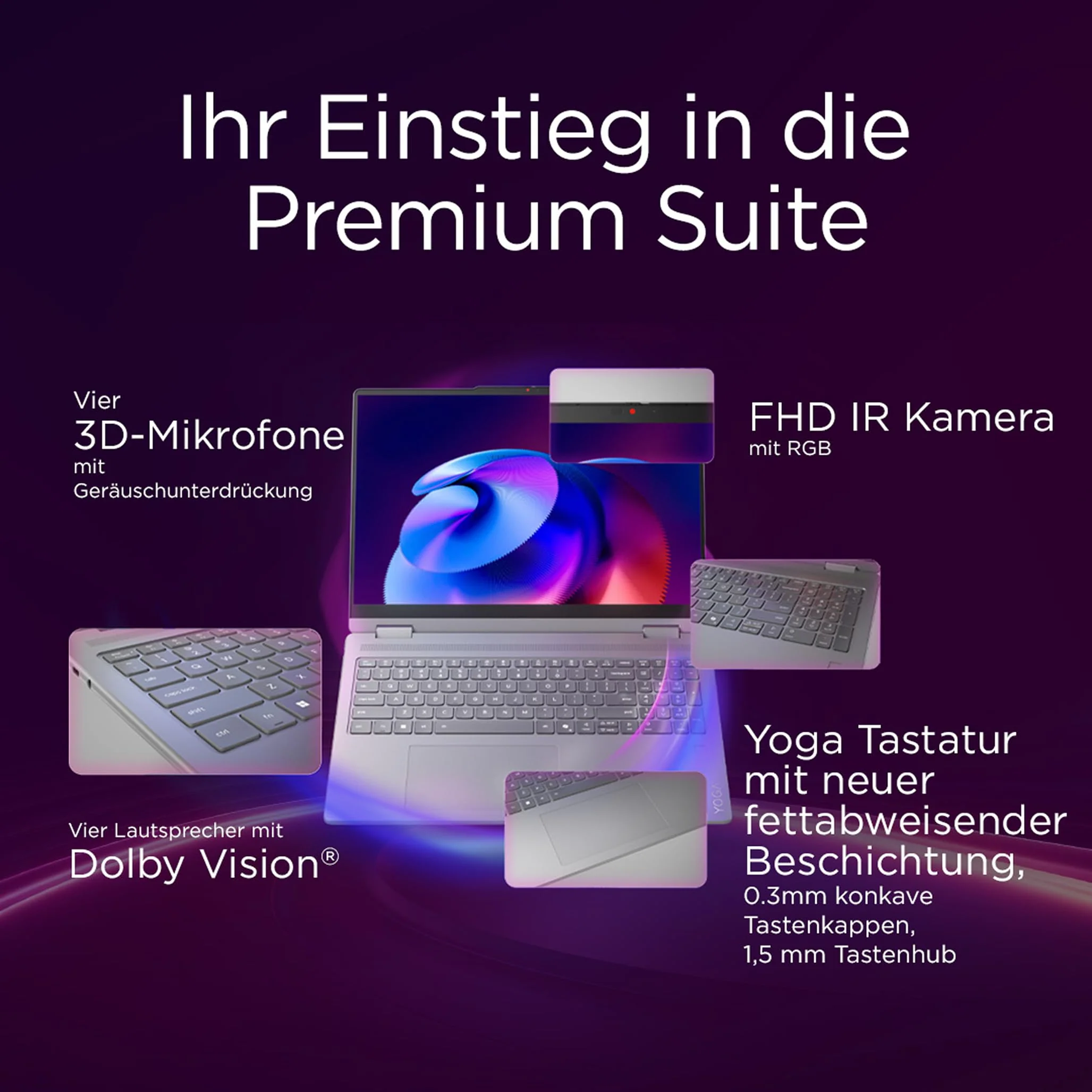 Lenovo Yoga 7i 2-in-1 Laptop | Copilot+ PC | 16" 2.8K WUXGA OLED | Intel Core Ultra 7 | 32GB RAM | 1TB SSD | Intel Arc Grafik | Win11 | QWERTZ | inkl. Yoga Pen | 3 Jahre Garantie Exklusiv bei Amazon - Image 5