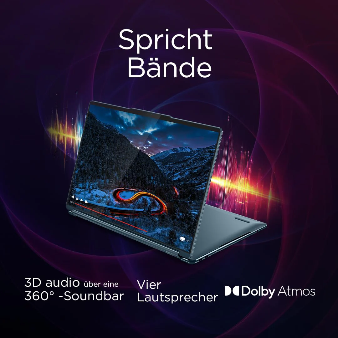 Lenovo Yoga Book 9i AI Laptop | 2x14'' 2.8K WQXGA OLED-Toch Display | Intel Core Ultra 7 | 32GB RAM | 1TB SSD | Intel Arc 140T Grafik | Windows 11 Home | QWERTZ | Tidal Teal | 3 Jahre Premium Care - Image 6
