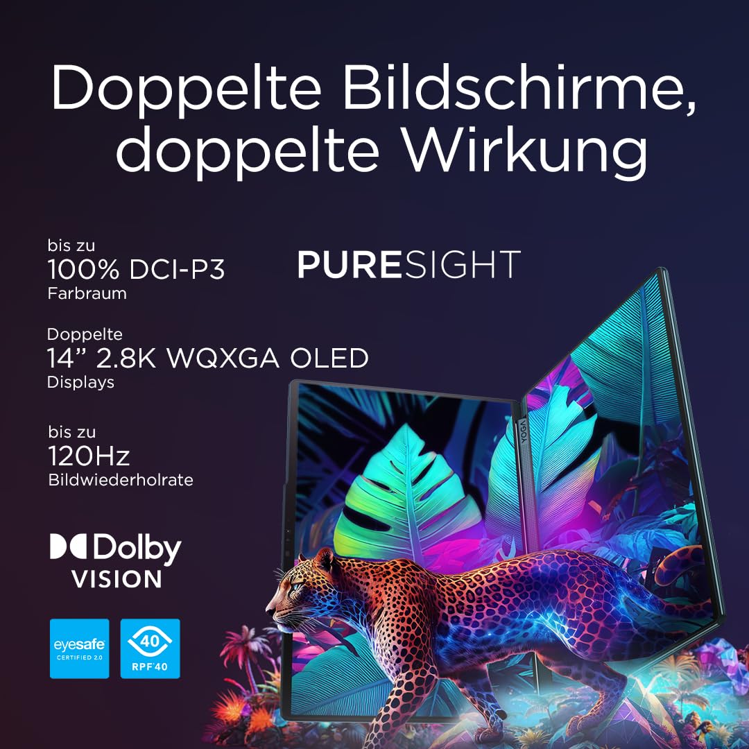 Lenovo Yoga Book 9i AI Laptop | 2x14'' 2.8K WQXGA OLED-Toch Display | Intel Core Ultra 7 | 32GB RAM | 1TB SSD | Intel Arc 140T Grafik | Windows 11 Home | QWERTZ | Tidal Teal | 3 Jahre Premium Care - Image 7