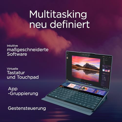 Lenovo Yoga Book 9i AI Laptop | 2x14'' 2.8K WQXGA OLED-Toch Display | Intel Core Ultra 7 | 32GB RAM | 1TB SSD | Intel Arc 140T Grafik | Windows 11 Home | QWERTZ | Tidal Teal | 3 Jahre Premium Care - Image 8