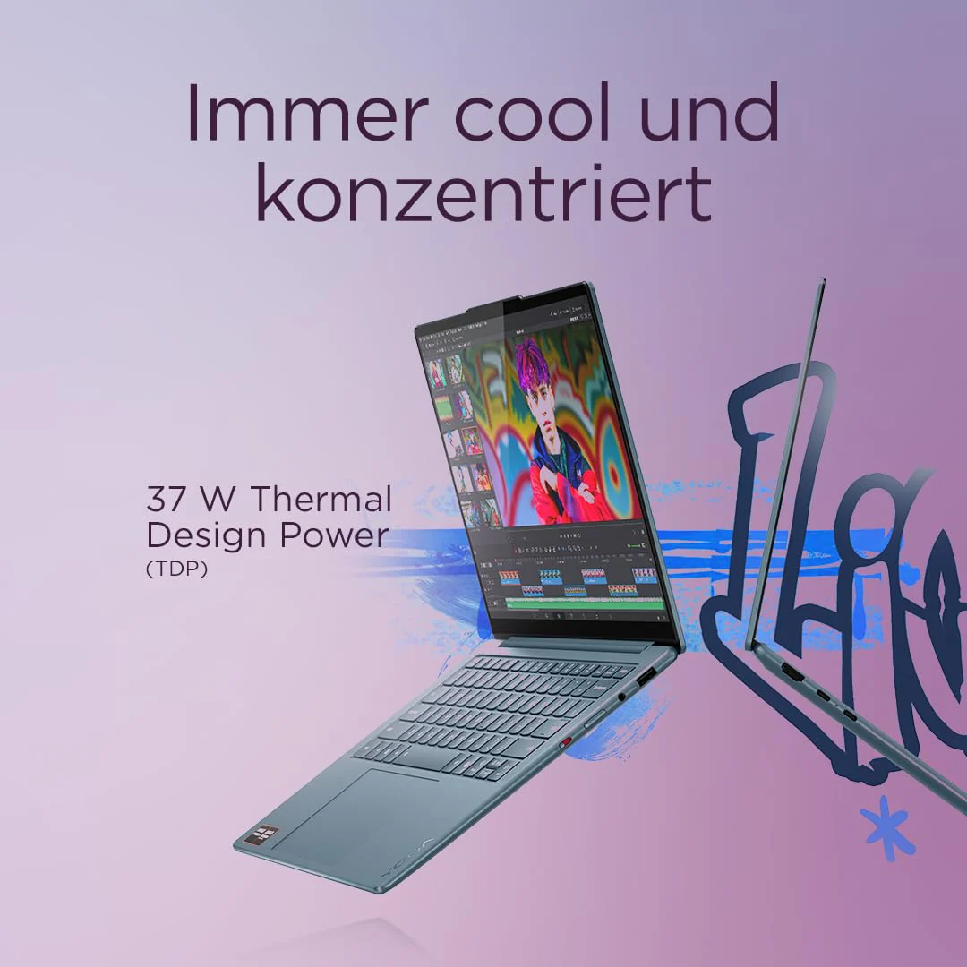 Lenovo Yoga Slim 7 Laptop | Copilot+ PC | 14" 2.8K WUXGA OLED Display | AMD Ryzen AI 5 340 | 16GB RAM | 512GB SSD | AMD Radeon Grafik | Win11 | QWERTZ | Tidal Teal | 3 Monate Premium Care - Image 11