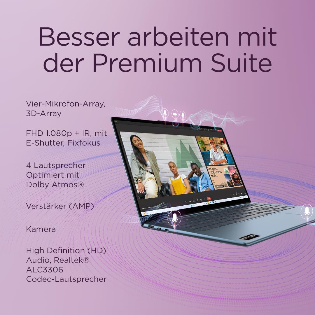 Lenovo Yoga Slim 7 Laptop | Copilot+ PC | 14" 2.8K WUXGA OLED Display | AMD Ryzen AI 5 340 | 16GB RAM | 512GB SSD | AMD Radeon Grafik | Win11 | QWERTZ | Tidal Teal | 3 Monate Premium Care - Image 6