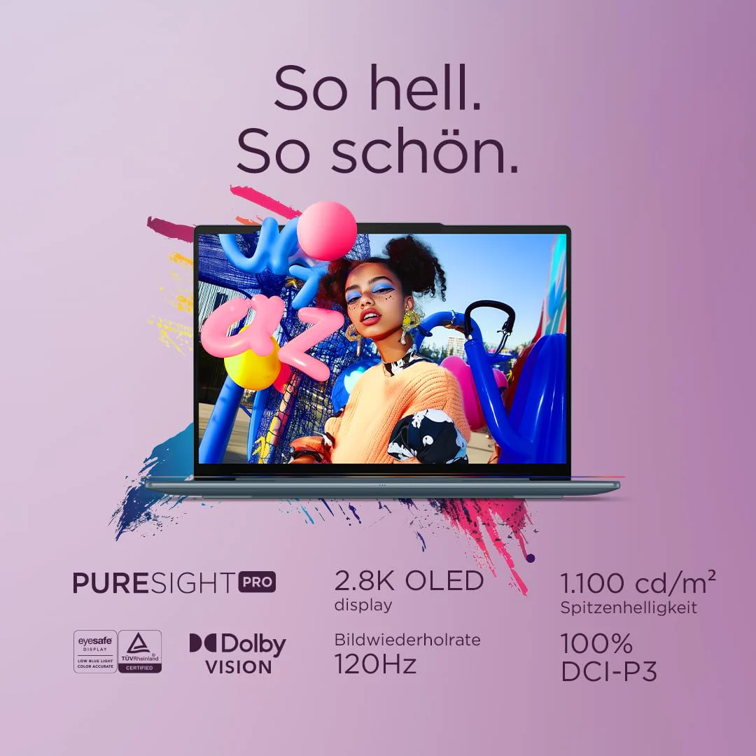 Lenovo Yoga Slim 7 Laptop | Copilot+ PC | 14" 2.8K WUXGA OLED Display | AMD Ryzen AI 5 340 | 16GB RAM | 512GB SSD | AMD Radeon Grafik | Win11 | QWERTZ | Tidal Teal | 3 Monate Premium Care - Image 7