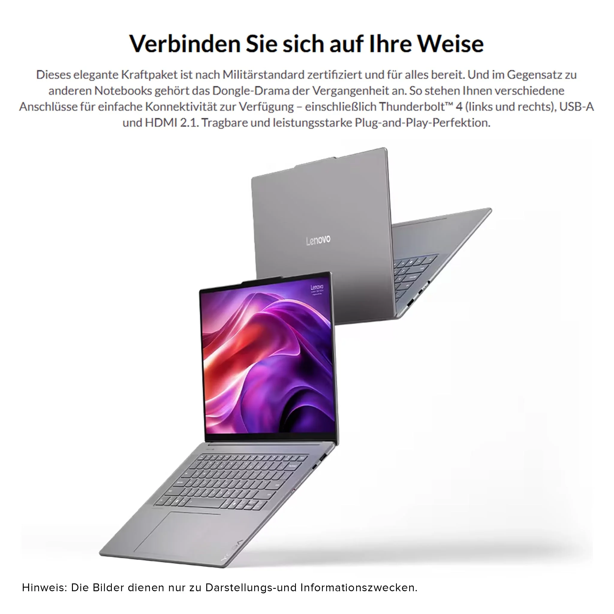 Lenovo Yoga Slim 7i Laptop, Intel Core Ultra 7-258V, 32 GB LPDDR5x RAM, 2 TB PCIe SSD, 15.3" 2.8K Display, Intel Arc Grafik 140V, QWERTZ Tastatur, Windows 11 Home, Luna Grey - Image 2