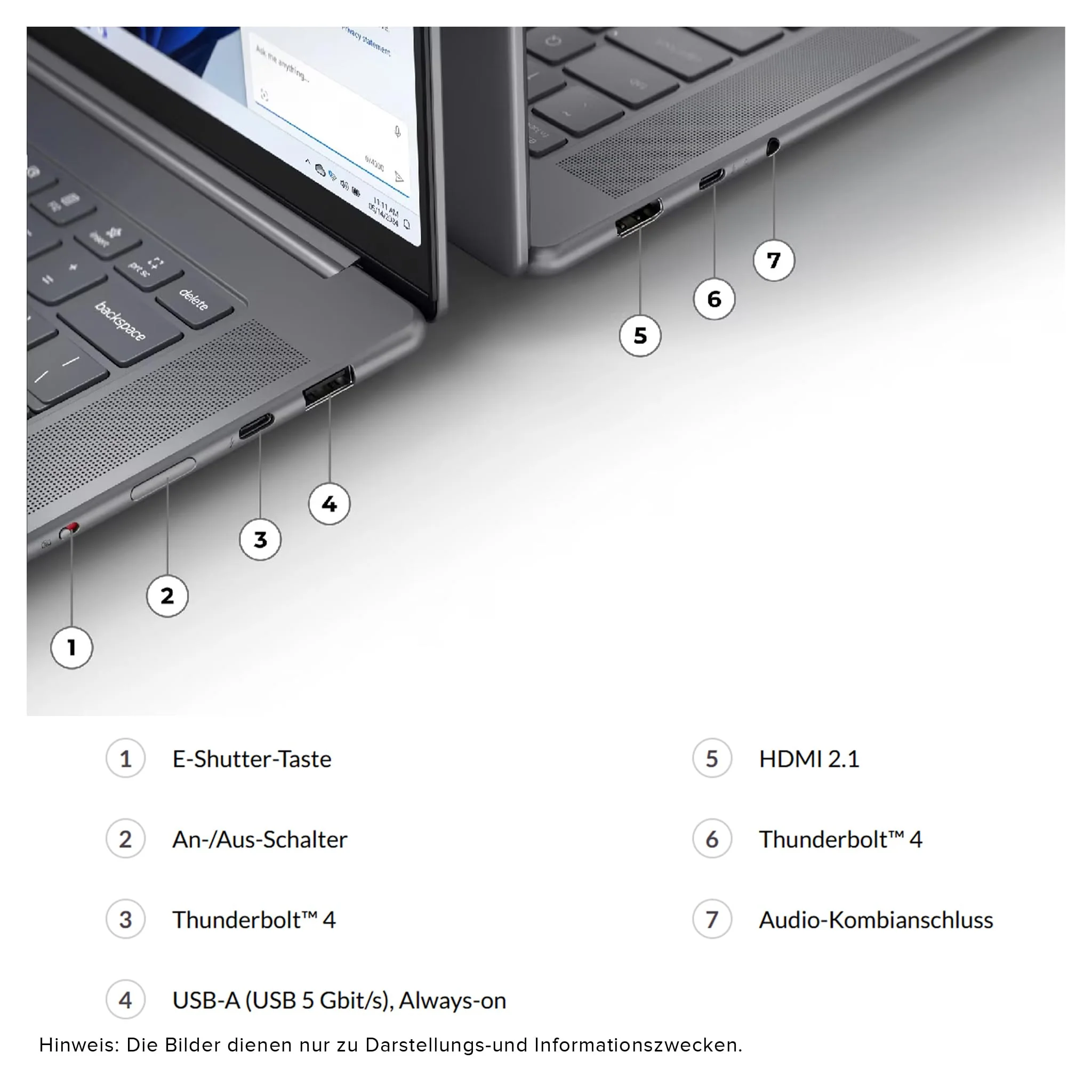 Lenovo Yoga Slim 7i Laptop, Intel Core Ultra 7-258V, 32 GB LPDDR5x RAM, 2 TB PCIe SSD, 15.3" 2.8K Display, Intel Arc Grafik 140V, QWERTZ Tastatur, Windows 11 Home, Luna Grey - Image 3