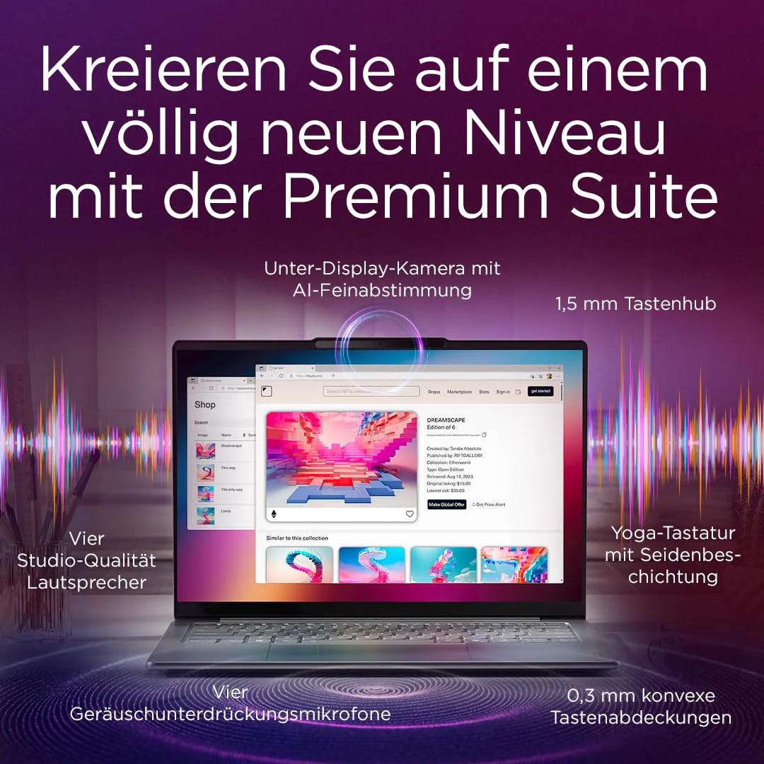Lenovo Yoga Slim 9i Laptop | Copilot+ PC |14" 4K WQUXGA OLED Touch Display | Intel Core Ultra 7 | 32GB RAM | 1TB SSD | Intel Arc Grafik | Windows 11 Home | QWERTZ | Tidal Teal | 3 Jahre Premium Care - Image 4