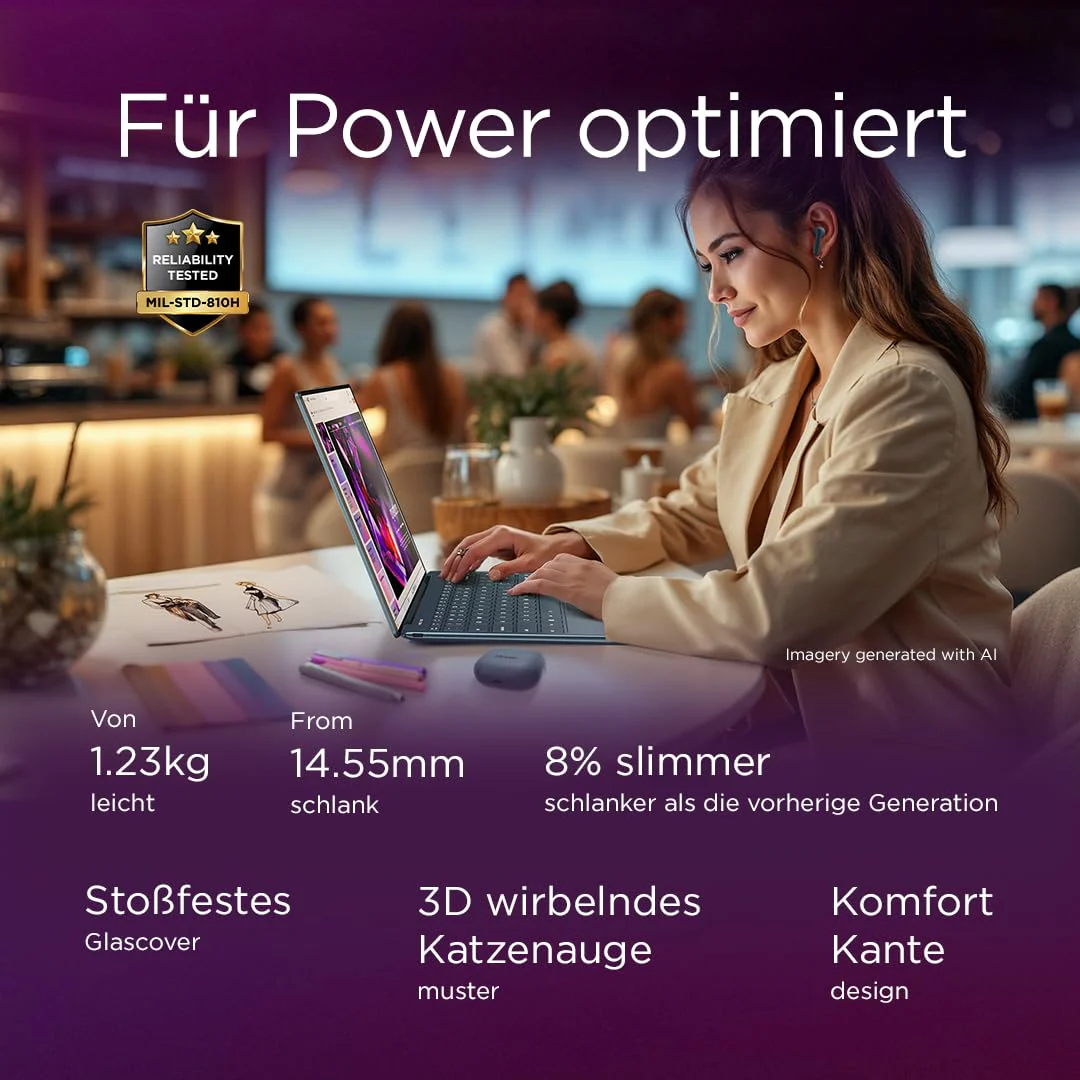 Lenovo Yoga Slim 9i Laptop | Copilot+ PC |14" 4K WQUXGA OLED Touch Display | Intel Core Ultra 7 | 32GB RAM | 1TB SSD | Intel Arc Grafik | Windows 11 Home | QWERTZ | Tidal Teal | 3 Jahre Premium Care - Image 7
