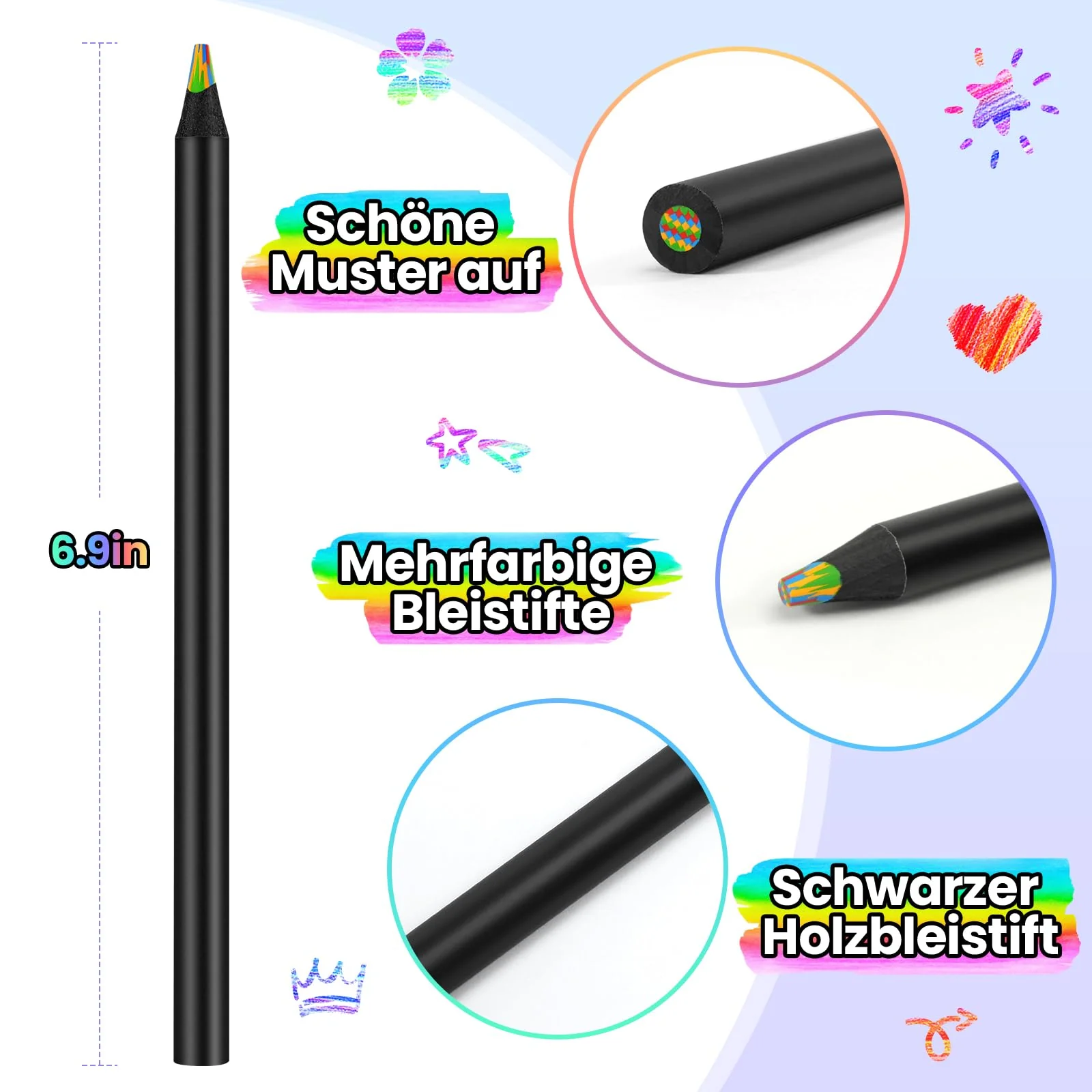 Lenski Adventskalender Füllung Kinder, Mitgebsel Kindergeburtstag, 12 Regenbogenstift Geschenke für Mädchen Geschenke 4-12 jahre, Weihnachtsgeschenke für Kinder, Buntstifte Kinder Stifte - Image 4