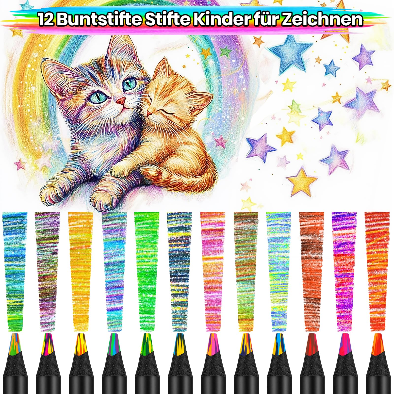 Lenski Adventskalender Füllung Kinder, Mitgebsel Kindergeburtstag, 12 Regenbogenstift Geschenke für Mädchen Geschenke 4-12 jahre, Weihnachtsgeschenke für Kinder, Buntstifte Kinder Stifte - Image 6