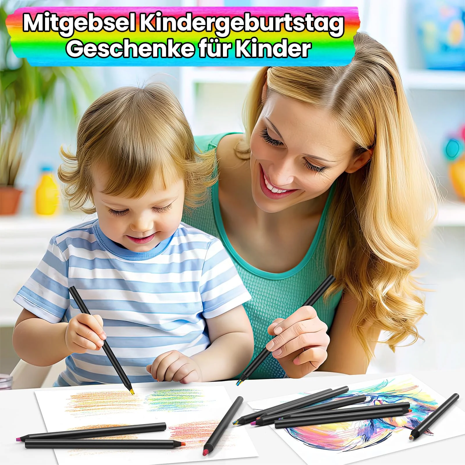 Lenski Adventskalender Füllung Kinder, Mitgebsel Kindergeburtstag, 12 Regenbogenstift Geschenke für Mädchen Geschenke 4-12 jahre, Weihnachtsgeschenke für Kinder, Buntstifte Kinder Stifte - Image 7