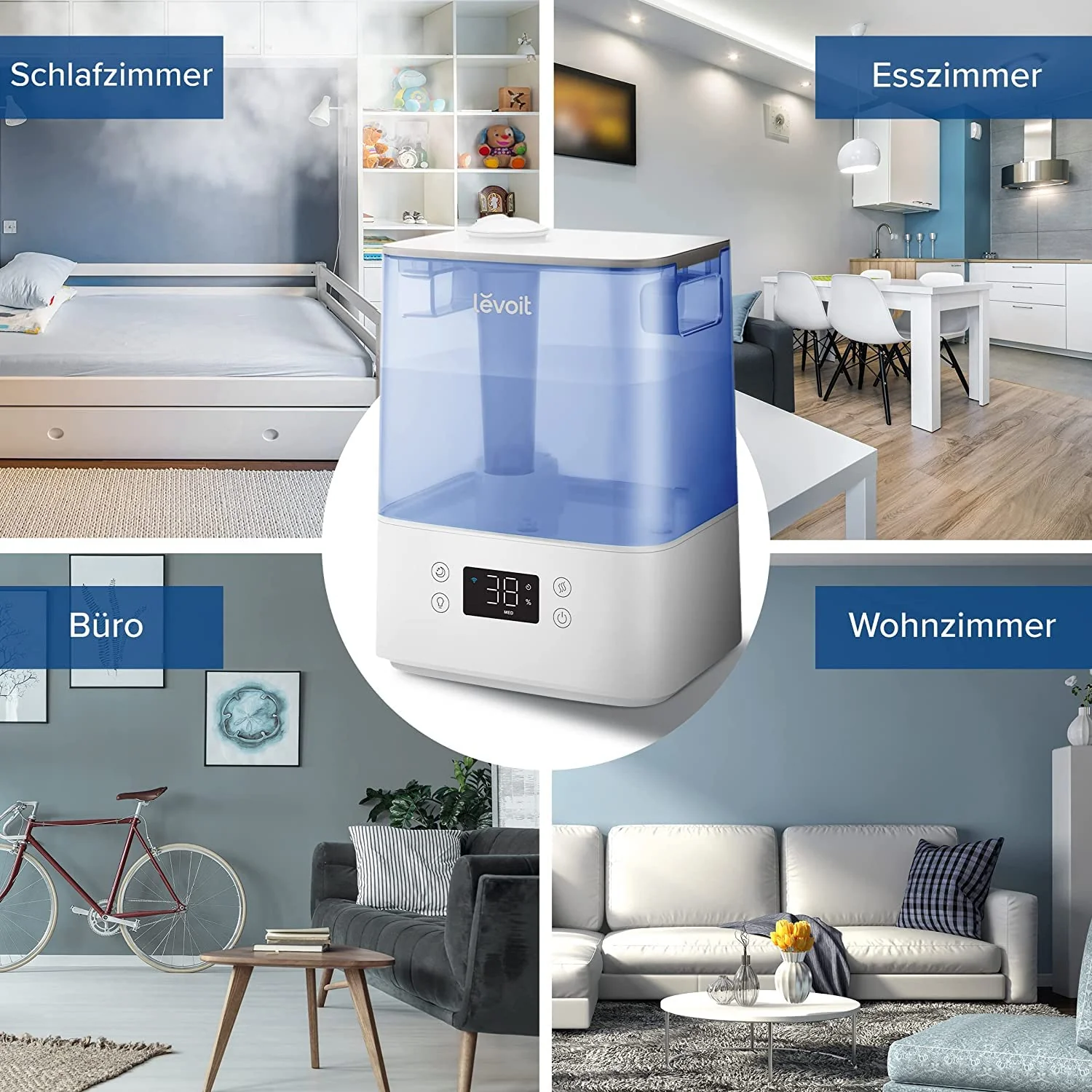 LEVOIT 6L Luftbefeuchter für Große Räume Schlafzimmer bis 47m², 60H Laufzeit Top-Fill Humidifier Raumluftbefeuchter, 26dB leiser Raumbefeuchter, APP & Alexa Steuerung für Kinderzimmer Pflanzen Baby - Image 2