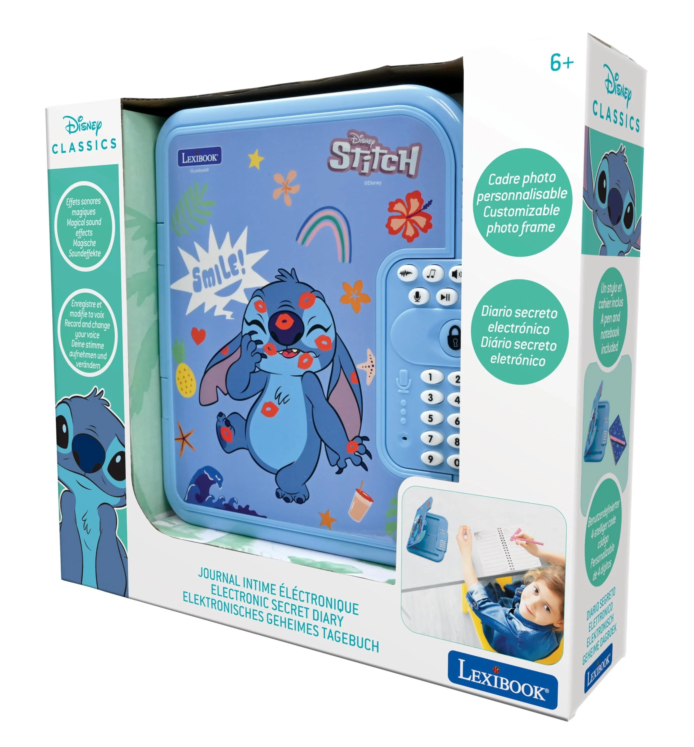 Lexibook, Disney Stitch: Elektronisches Tagebuch mit Stift und Notizbuch inklusive, interaktiv, passwortgeschützt, Spaßfunktionen, Soundeffekte, Blau, SD50D - Image 4