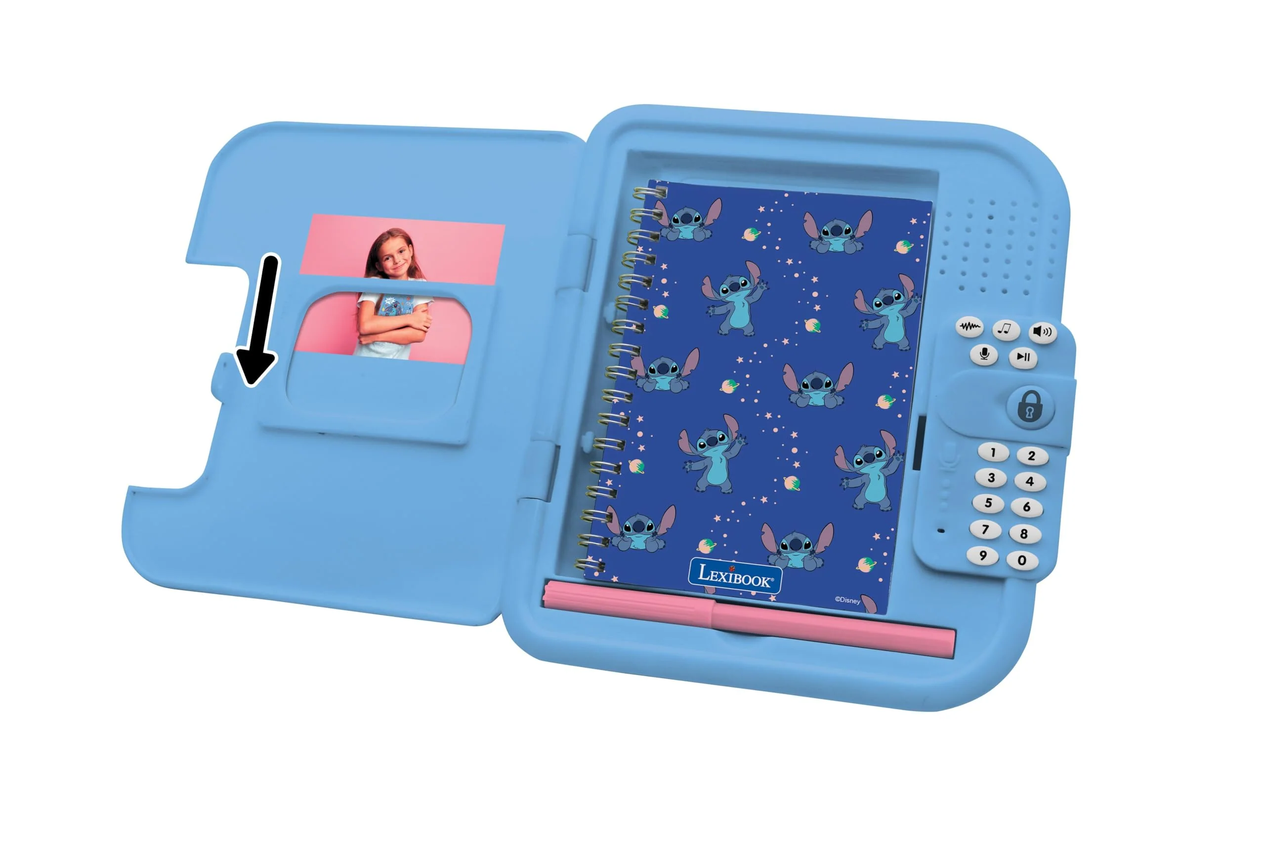 Lexibook, Disney Stitch: Elektronisches Tagebuch mit Stift und Notizbuch inklusive, interaktiv, passwortgeschützt, Spaßfunktionen, Soundeffekte, Blau, SD50D - Image 6