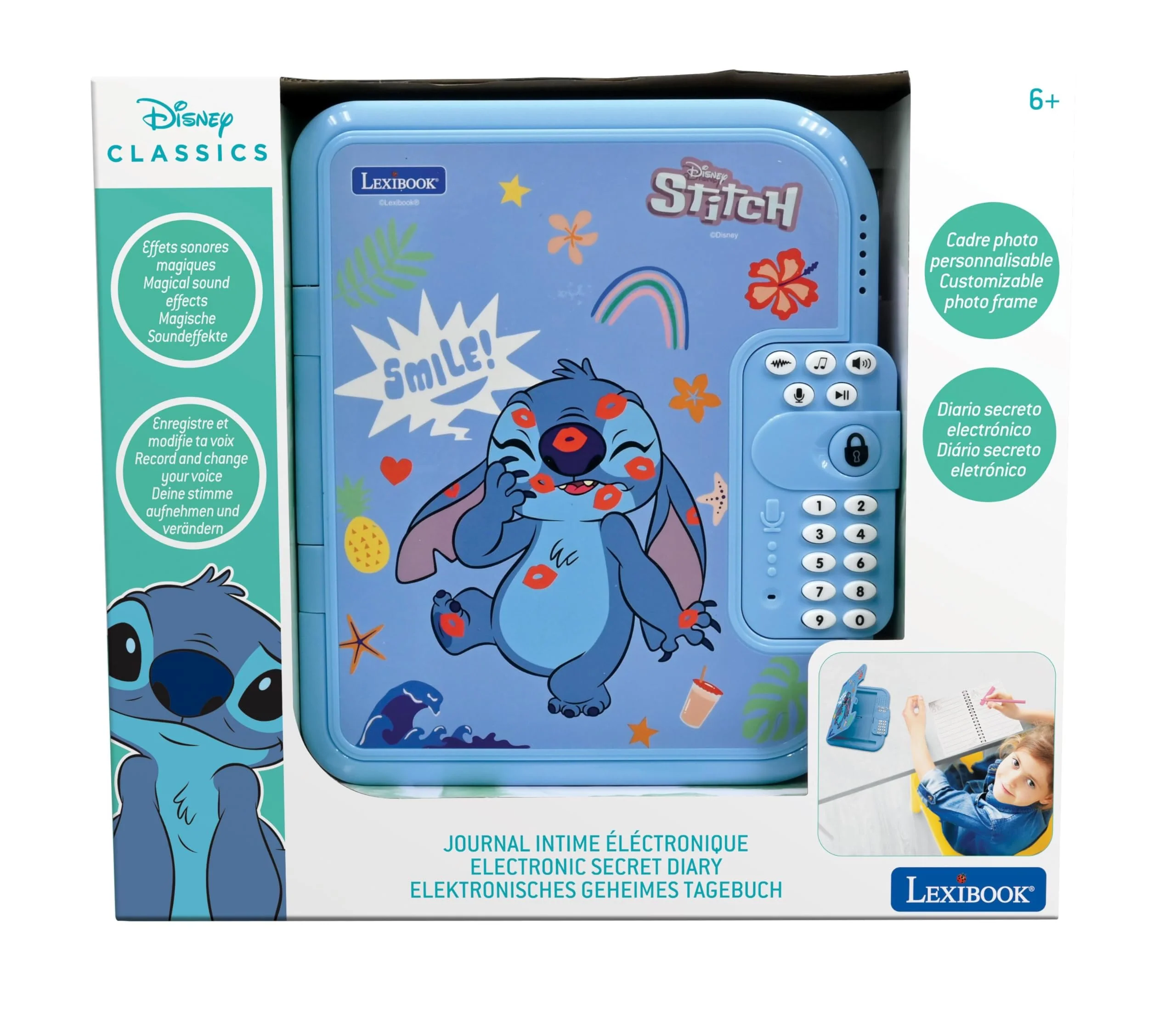 Lexibook, Disney Stitch: Elektronisches Tagebuch mit Stift und Notizbuch inklusive, interaktiv, passwortgeschützt, Spaßfunktionen, Soundeffekte, Blau, SD50D - Image 7