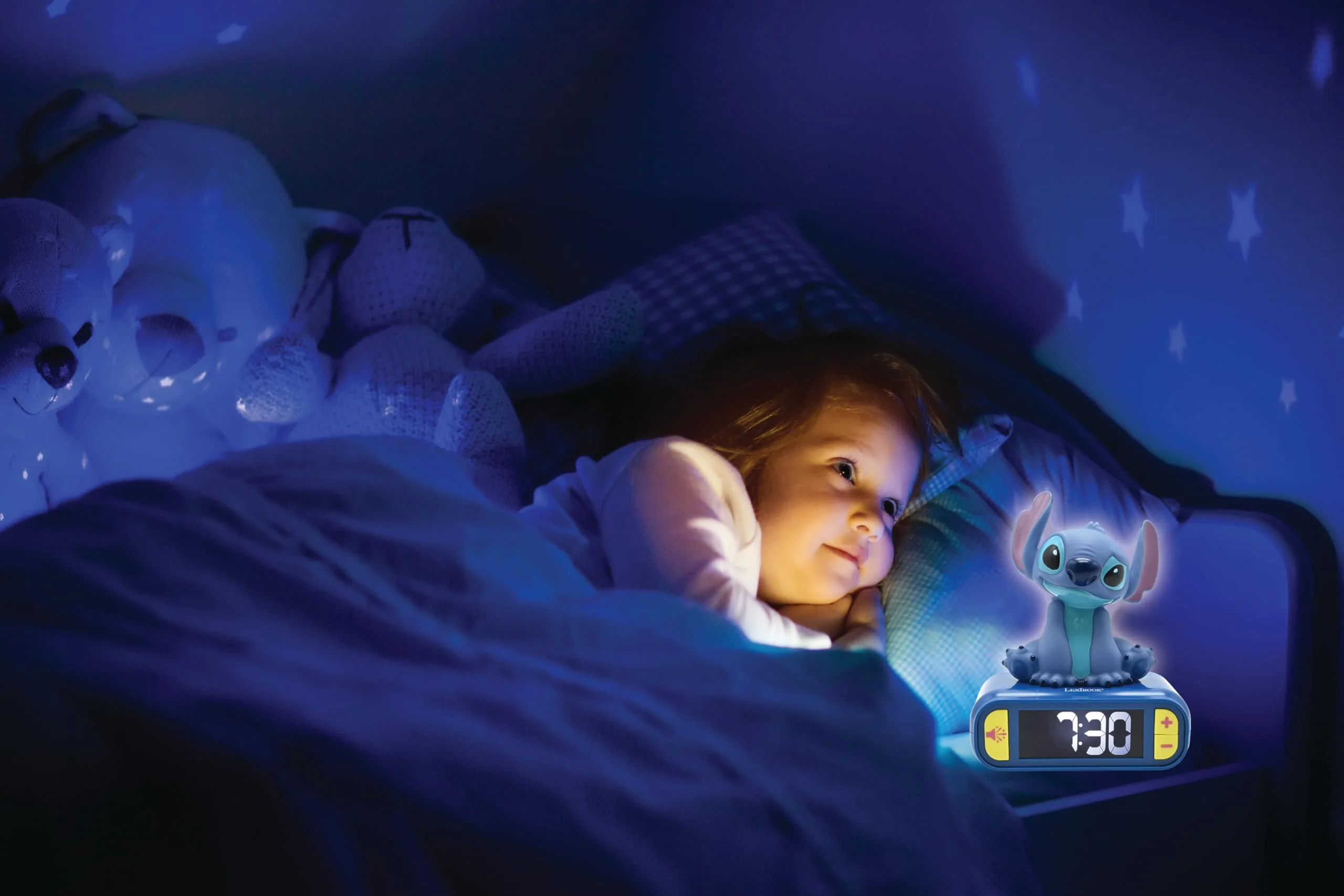 Lexibook, Disney Stitch, Nachtwecker, Sounds und Melodien, hintergrundbeleuchtetes LCD-Display, beleuchtet, Schlummerfunktion, Blau, RL800D - Image 3