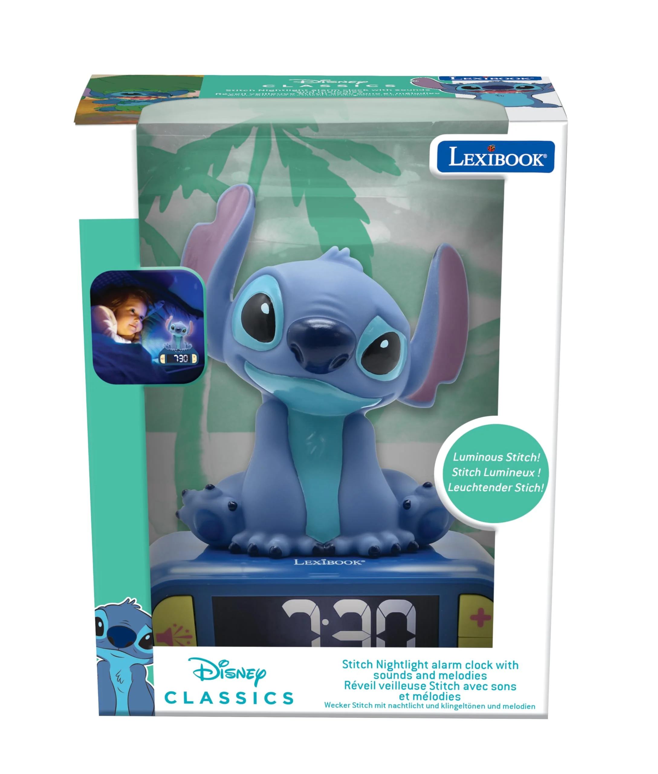 Lexibook, Disney Stitch, Nachtwecker, Sounds und Melodien, hintergrundbeleuchtetes LCD-Display, beleuchtet, Schlummerfunktion, Blau, RL800D - Image 5