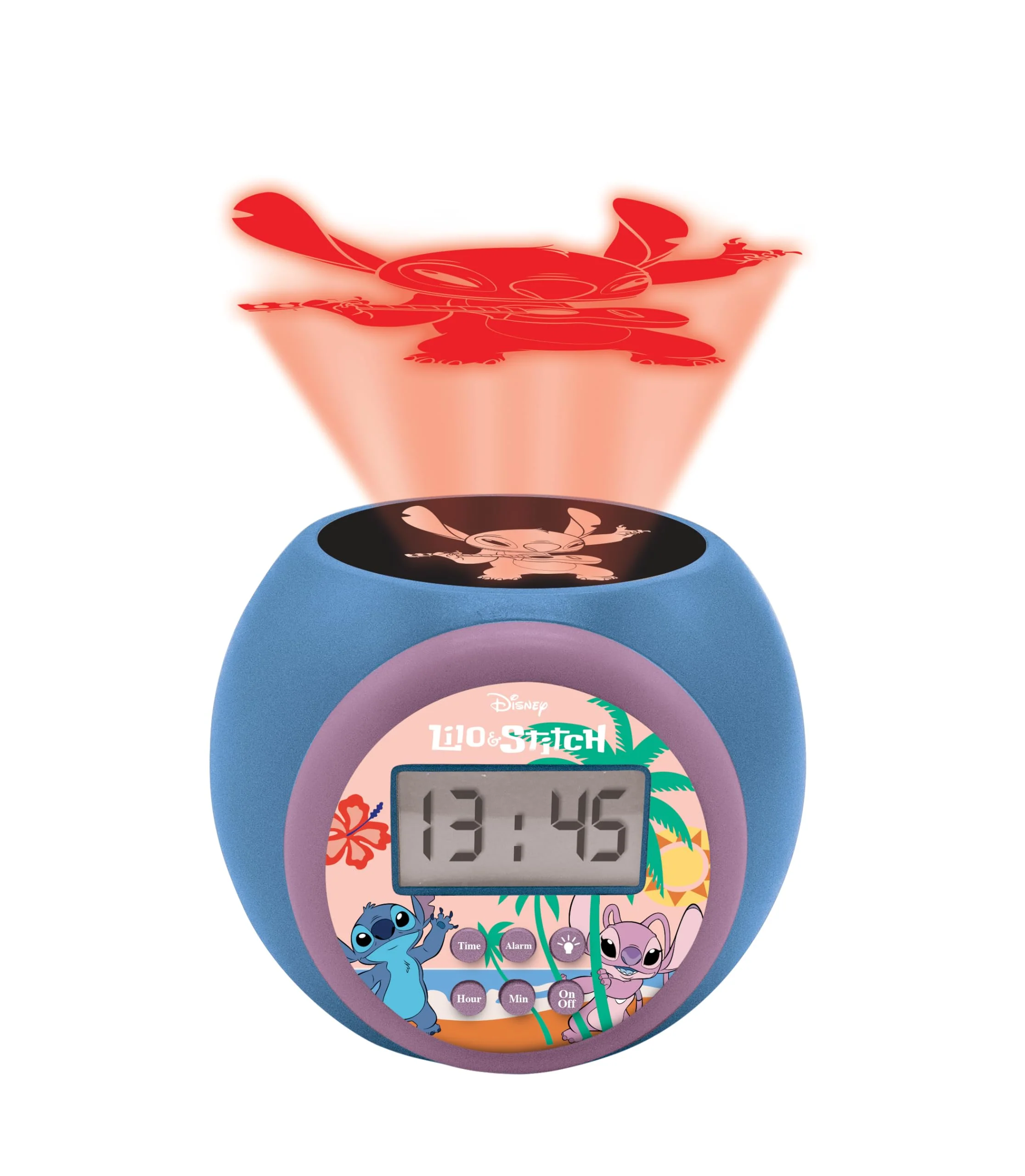 Lexibook, Disney Stitch, Projektionswecker mit Schlummerfunktion und Alarmfunktion, Nachtlicht mit Timer, LCD-Bildschirm, batteriebetrieben, blau, RL977D - Image 5