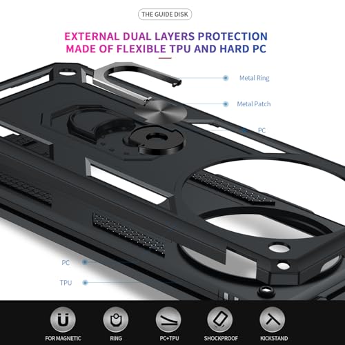 LeYi Hülle für Xiaomi Redmi A3 4G Handyhülle [2 Schutzglas Displayschutz & 2 Kamera Folie] Militär Stoßfest Case Metall Ring Halter Cover Outdoor Hardcase Outdoor Redmi A 3 4 G Schutzhülle Schwarz - Image 15