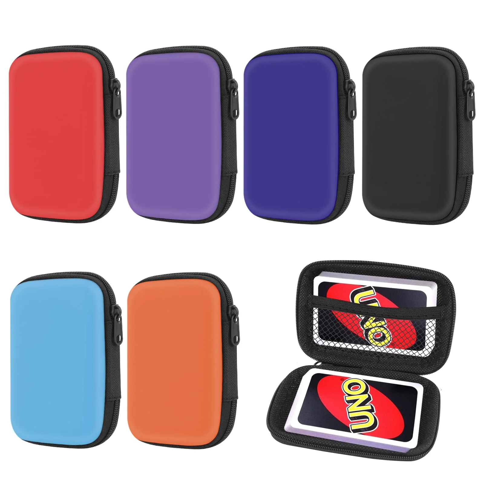 LFBEST 6 Stück Spielkarten Box,Staub Spielkarten Aufbewahrung für Kartenspiele UNO,Wasserdicht Kabeltasche Erweiterbar Kabel Organizer Tasche für Jungen Oder Mädchen