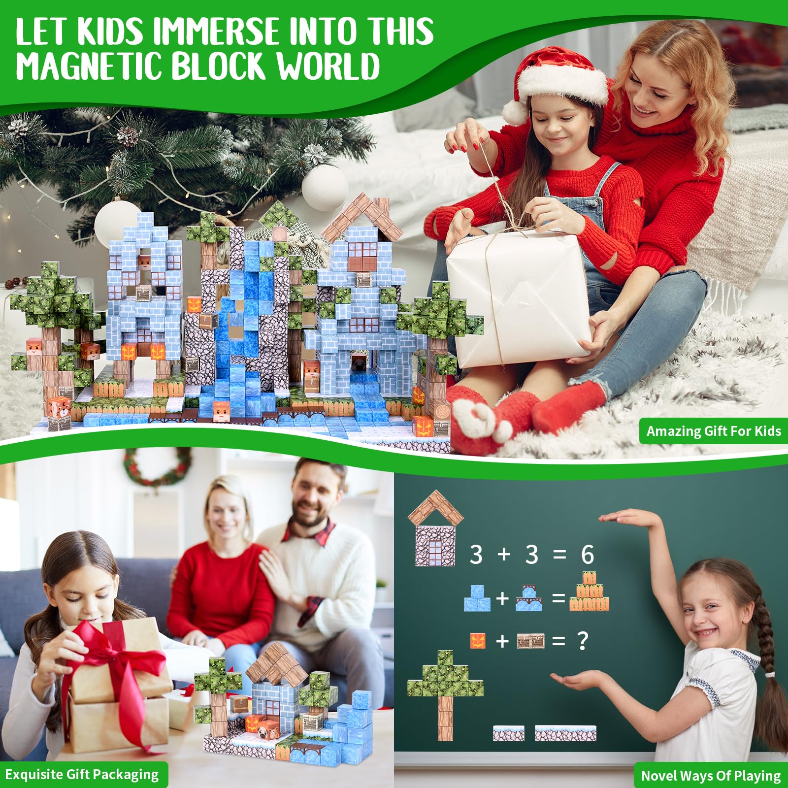 LFZXKJKJ 100 PCS Mgnetische Bauklötze, Magnetische Fliesen Bauen Magnet Welt Set, STEM Sensorik Spielzeug für Kleinkinder Kinder Mädchen Jungen ab 3 Jahren, Fidget Würfel Konstruktion Spielzeug - Image 3