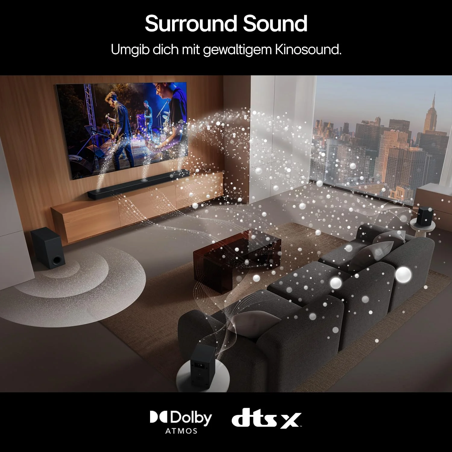 LG DS80TR 5.1.3 Dolby Atmos Soundbar (580W) mit kabellosem Subwoofer & Rücklautsprechern (Wow Cast, HDMI, Bluetooth) [2024], Schwarz - Image 5