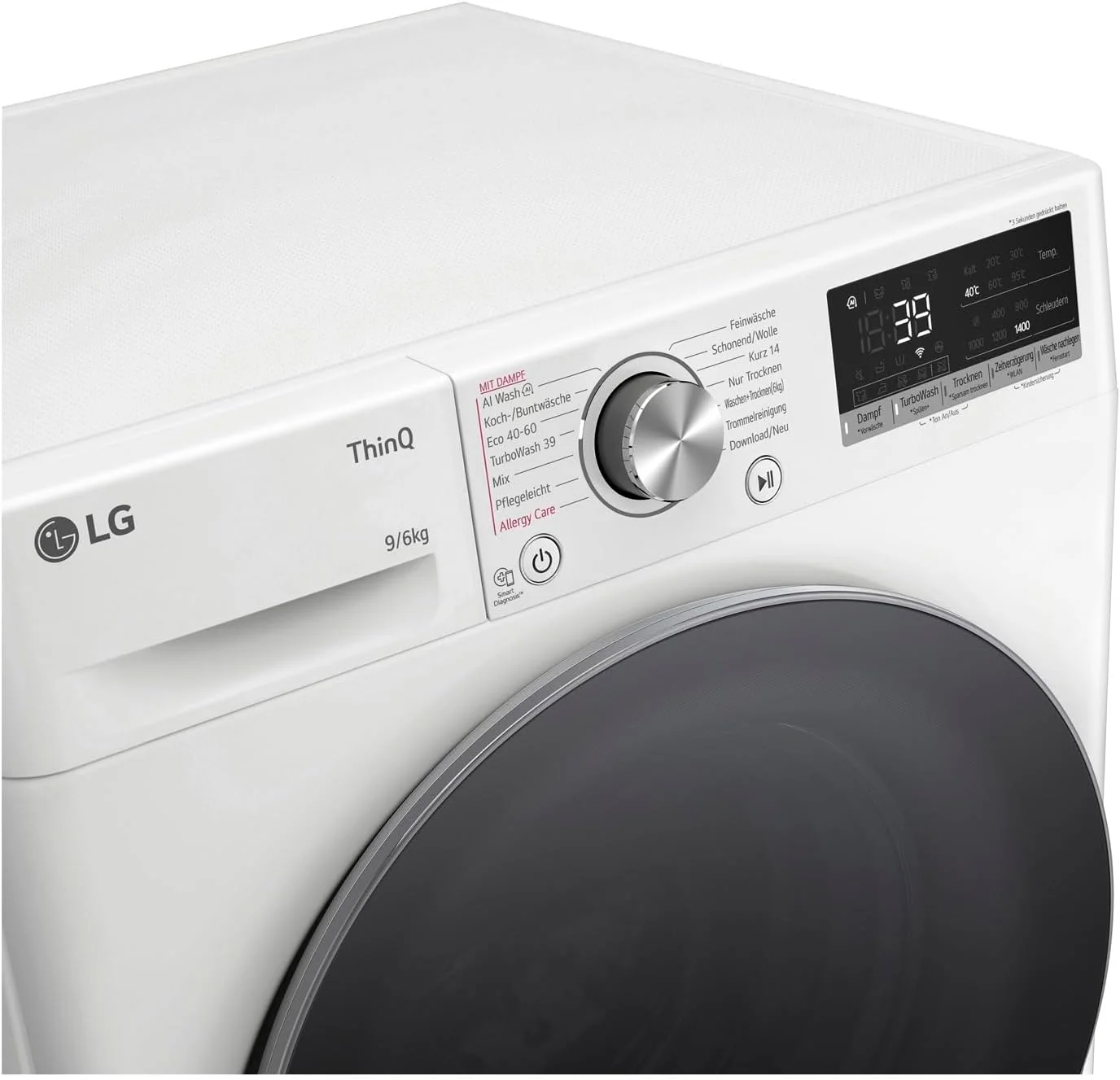 LG Electronics W4WR70961, Klasse A/D, Frontlader-Waschtrockner 9-6 kg, 1360 U/min, AI Direct Drive, Wi-Fi, Tiefenreinigung mit Dampf, TurboWash, Aqualock, Wäsche nachlegen 62 x 60 x 85 cm ꟷ Weiß - Image 4