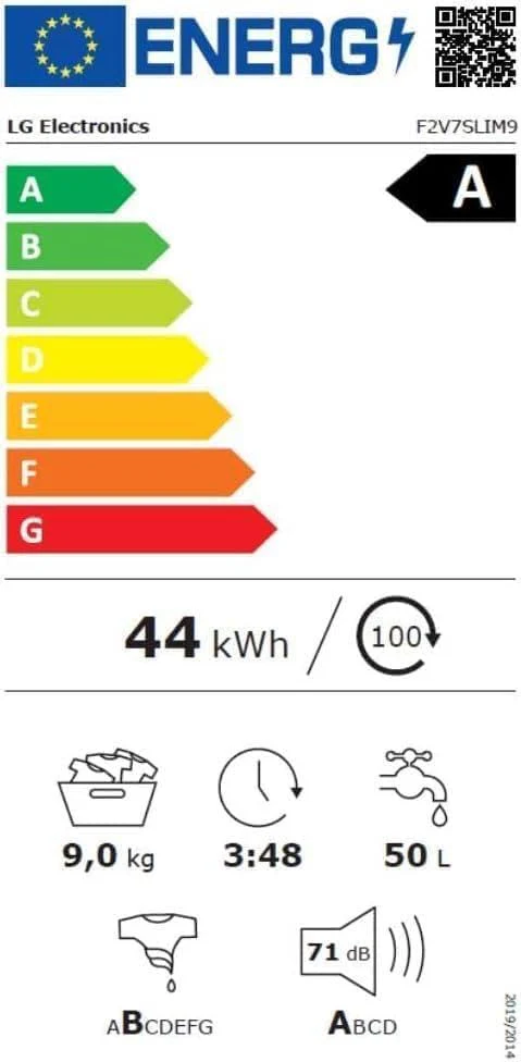 LG F2V7SLIM9, Klasse A, Waschmaschine Slim 9 kg, 60x47.5x85 cm, Wi-Fi, AI Direct Drive, Tiefenreinigung mit Dampf, TurboWash 360°, Außentür aus Gehärtetem Glas, Weiß mit Schwarzem Bullaugenring - Image 12