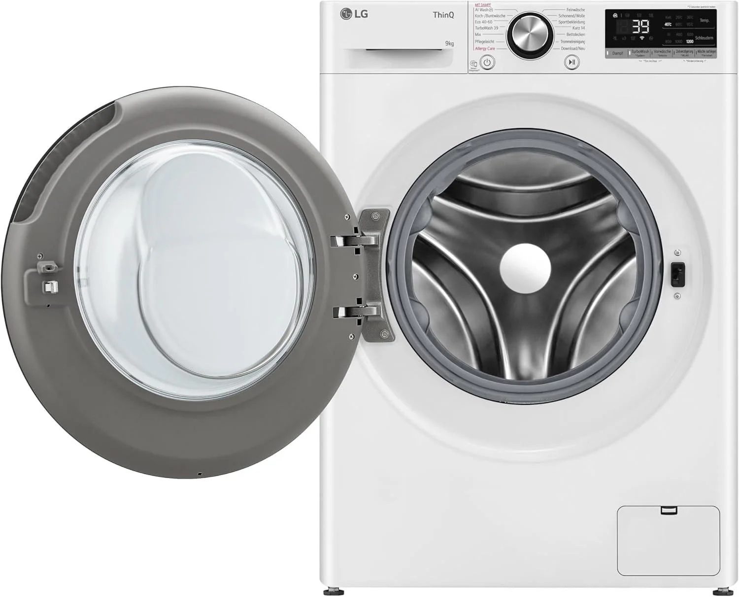 LG F2V7SLIM9, Klasse A, Waschmaschine Slim 9 kg, 60x47.5x85 cm, Wi-Fi, AI Direct Drive, Tiefenreinigung mit Dampf, TurboWash 360°, Außentür aus Gehärtetem Glas, Weiß mit Schwarzem Bullaugenring - Image 16