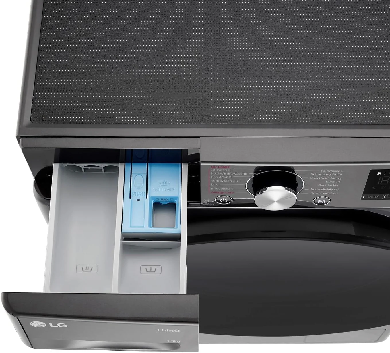 LG F4WR703YB Frontlader-Waschmaschine 13 kg, Klasse A -20%, 1.400 U./Min., 61.5x60x85 cm, TurboWash 360 in 39 Minuten, Allergy Care, Steam, Wi-Fi, Digitales Touchdisplay, Platinum Black - Image 4