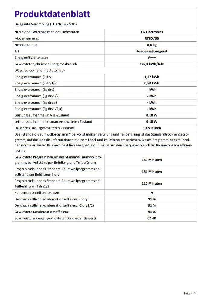 LG RT80V9B, Klasse A+++,Trockner 8 kg, Wärmepumpentrockner mit Kurzprogramm, Trockensensor, Trommelmaterial aus Edelstahl, 60 x 69 x 85 cm ꟷ Schwarz - Image 11