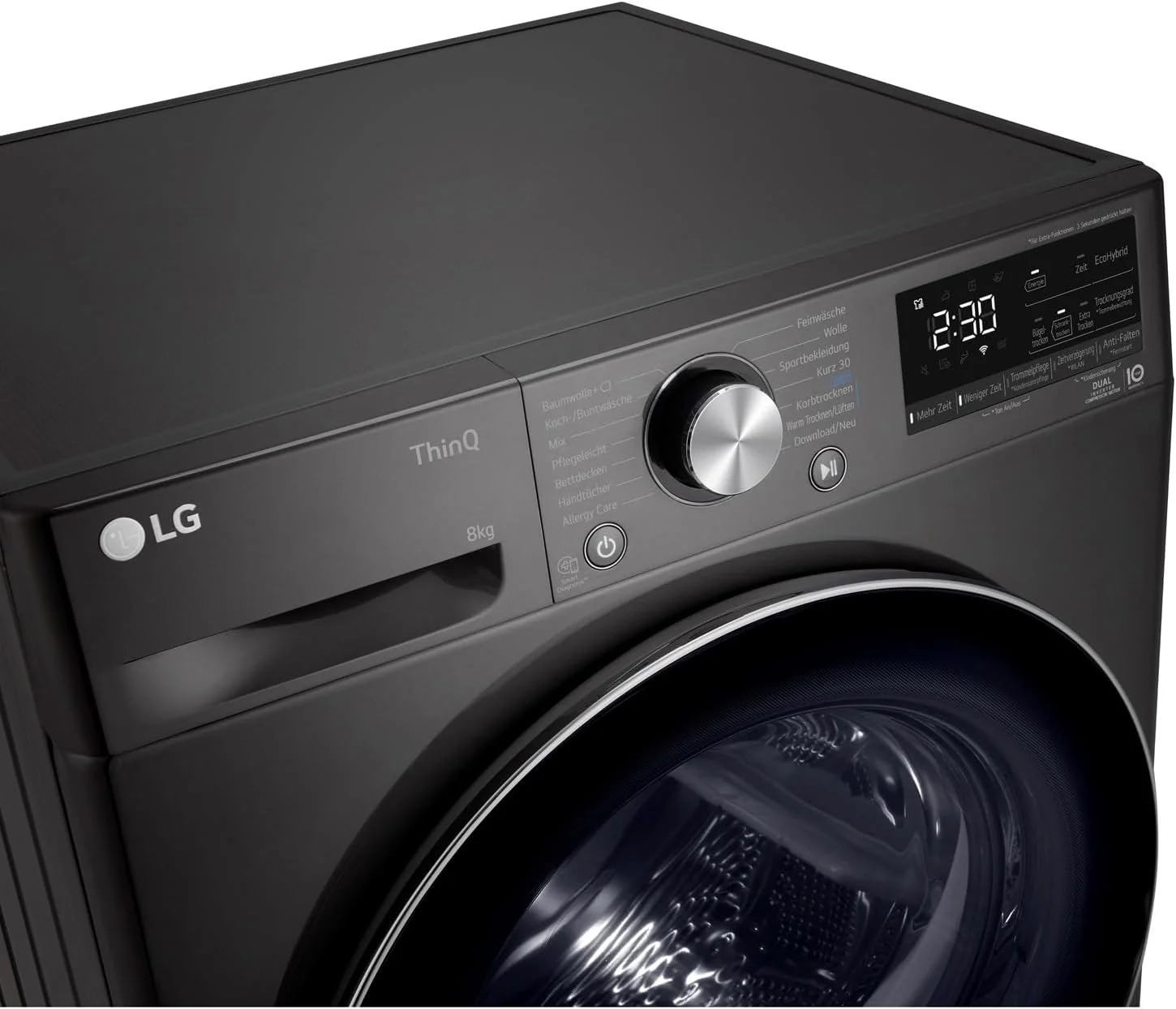 LG RT80V9B, Klasse A+++,Trockner 8 kg, Wärmepumpentrockner mit Kurzprogramm, Trockensensor, Trommelmaterial aus Edelstahl, 60 x 69 x 85 cm ꟷ Schwarz - Image 20