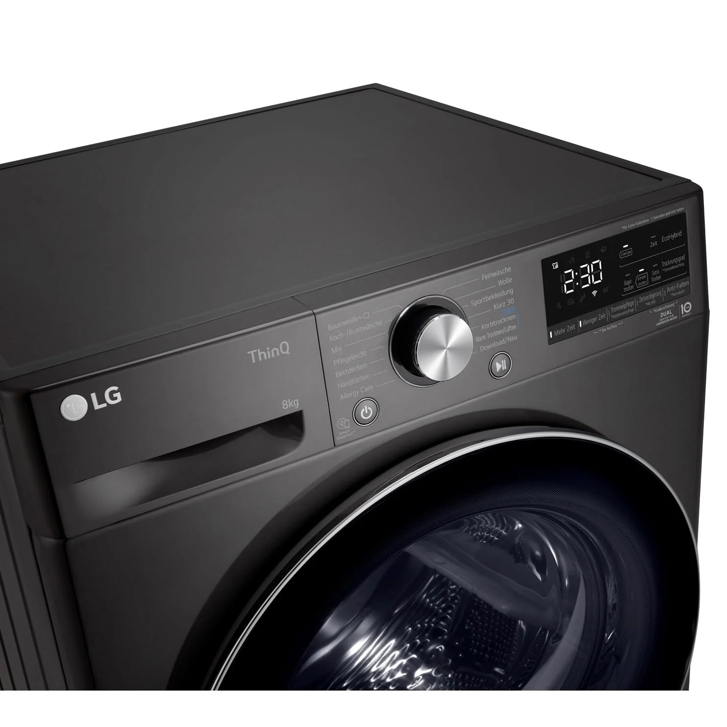 LG RT80V9B, Klasse A+++,Trockner 8 kg, Wärmepumpentrockner mit Kurzprogramm, Trockensensor, Trommelmaterial aus Edelstahl, 60 x 69 x 85 cm ꟷ Schwarz - Image 5