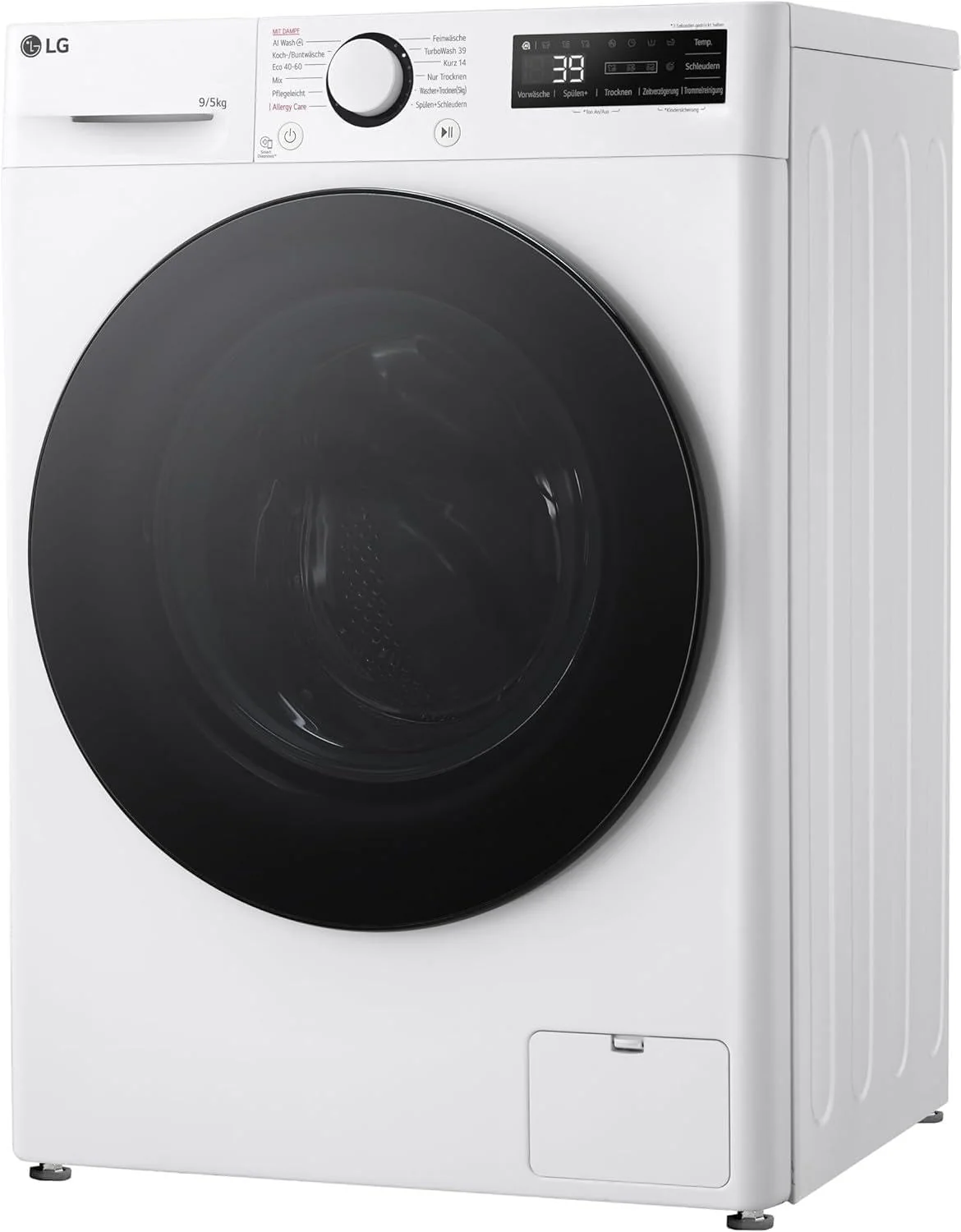 LG V5WD95SLIM, Klasse A - E, Frontlader-Waschtrockner 9 - 5 kg, Waschtrockner Slim 53,5 cm Tiefe, Wi-Fi, AI Direct Drive, Tiefenreinigung mit Dampf, TurboWash 360, Große Kapazität, Weiß - Image 5
