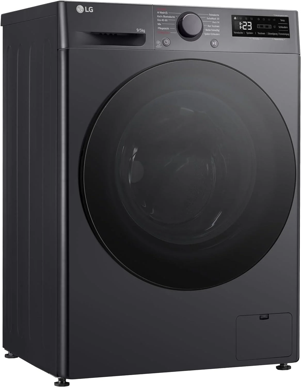 LG V5WD95SLIMB, SLIM Waschtrockner 9-5 kg, Klasse A und E, 60x53.5x85 cm, Wi-Fi, AI Direct Drive, Tiefenreinigung mit Dampf, TurboWash 360, Allergy Care, Außentür aus gehärtetem Glas, Dark Stone - Image 9
