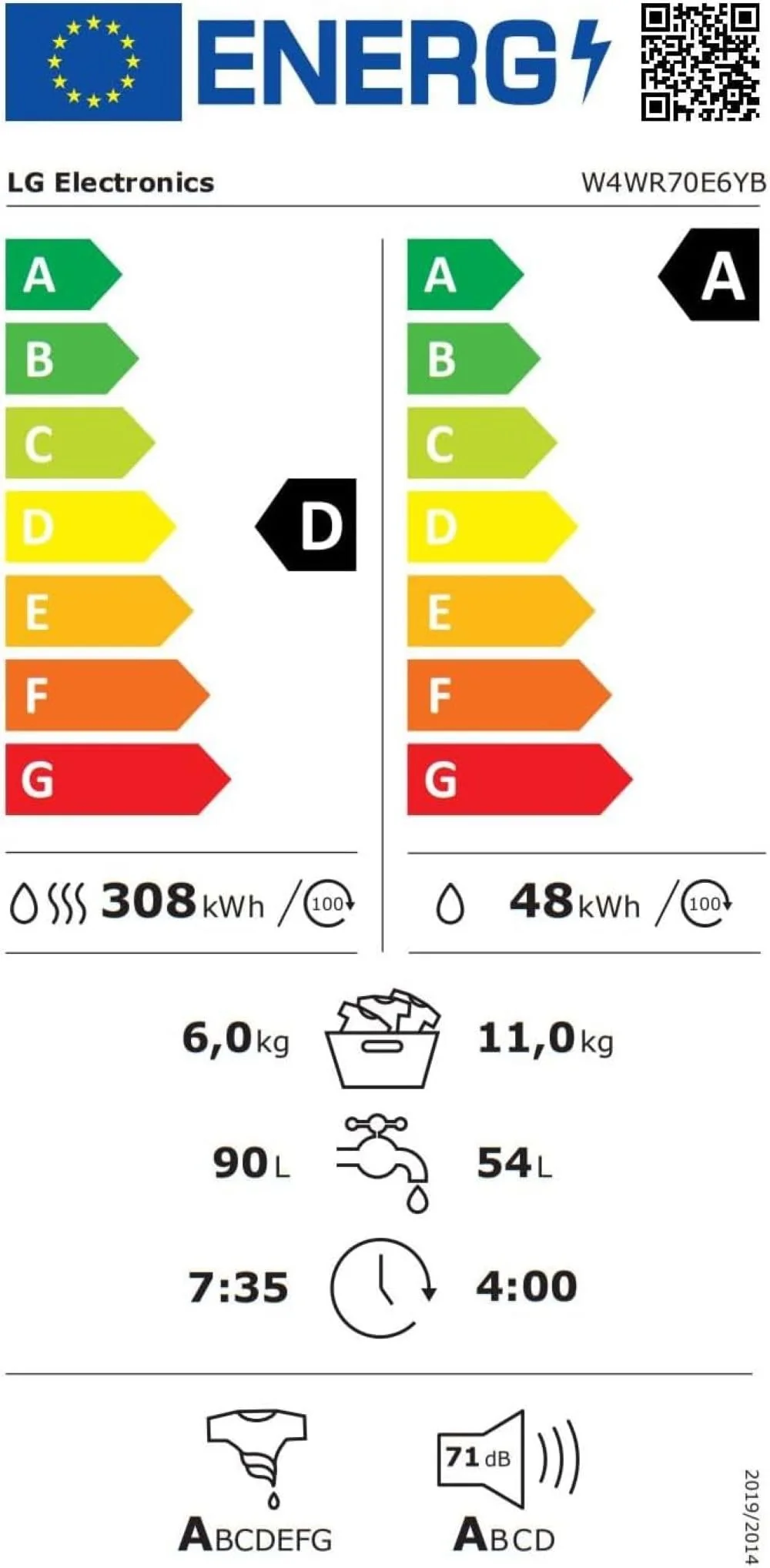 LG W4WR70E6YB, Frontlader-Waschtrockner 11 - 6 kg, Klasse A/D, 60x62x85 cm, Wi-Fi, AI Direct Drive, Tiefenreinigung mit Dampf, TurboWash 360, Große Kapazität, Außentür aus gehärtetem Glas, Schwarz - Image 5