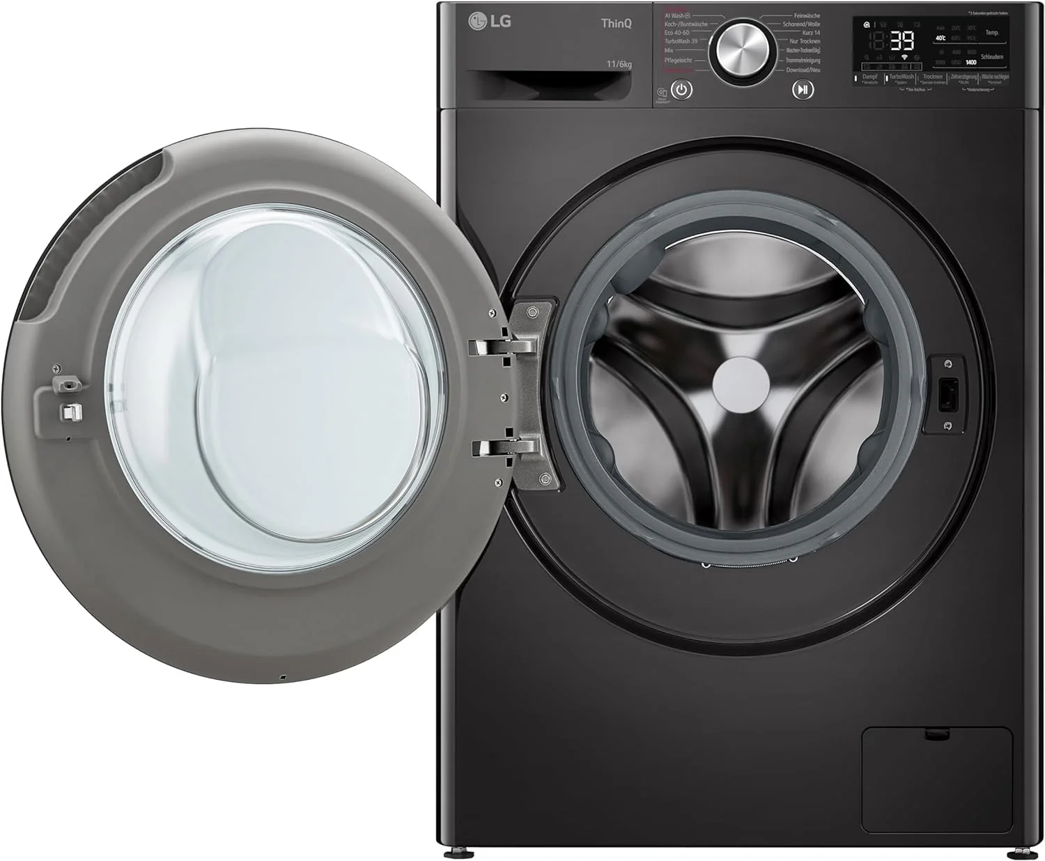 LG W4WR70E6YB, Frontlader-Waschtrockner 11 - 6 kg, Klasse A/D, 60x62x85 cm, Wi-Fi, AI Direct Drive, Tiefenreinigung mit Dampf, TurboWash 360, Große Kapazität, Außentür aus gehärtetem Glas, Schwarz - Image 8