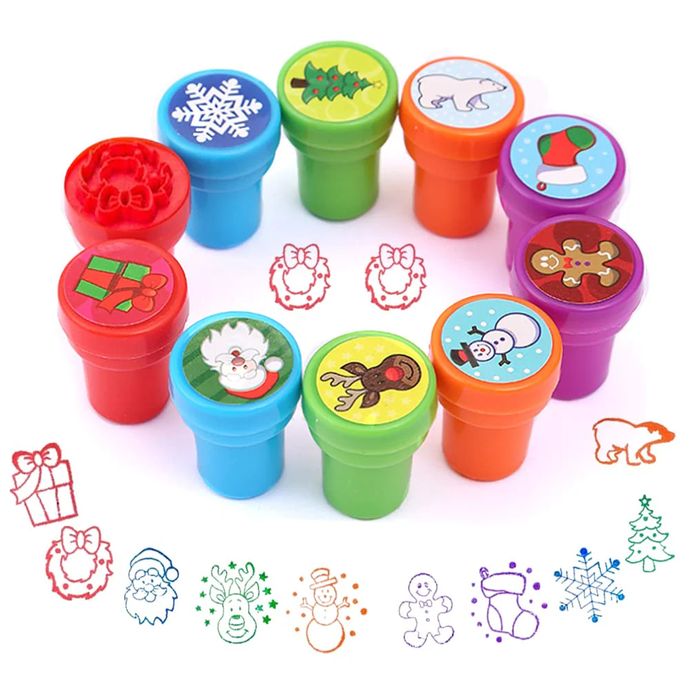 LGZIN 10 Stück Selbstfärbend Stempel, Stempel Weihnachten, Stempelset Weihnachten, Stempe-l, Perfekt als Kleine Party-Überraschung zu Weihnachten