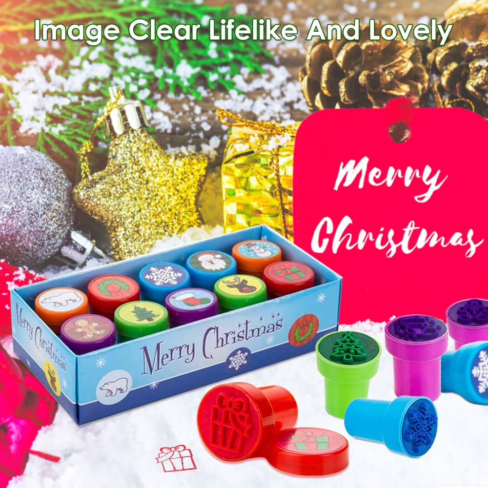 LGZIN 10 Stück Selbstfärbend Stempel, Stempel Weihnachten, Stempelset Weihnachten, Stempe-l, Perfekt als Kleine Party-Überraschung zu Weihnachten - Image 2