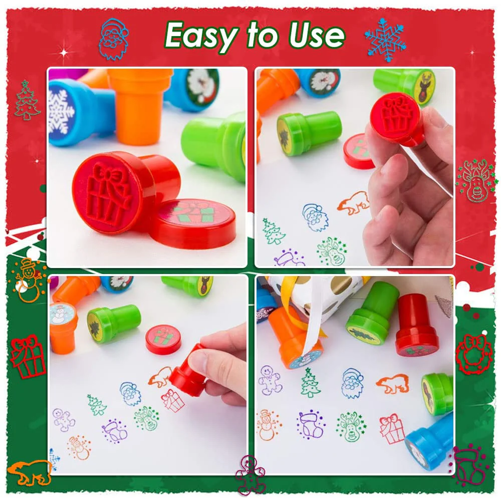 LGZIN 10 Stück Selbstfärbend Stempel, Stempel Weihnachten, Stempelset Weihnachten, Stempe-l, Perfekt als Kleine Party-Überraschung zu Weihnachten - Image 3