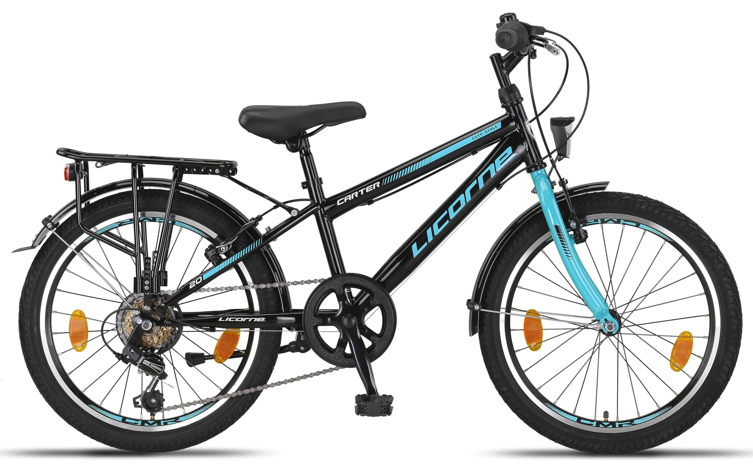Licorne Bike Carter Premium Mountainbike in 20 Zoll Fahrrad für Kinder Mädchen Jungen 6 Gang Shimano Schaltung (Kinderfahrrad, Schwarz/Blau) - Image 2