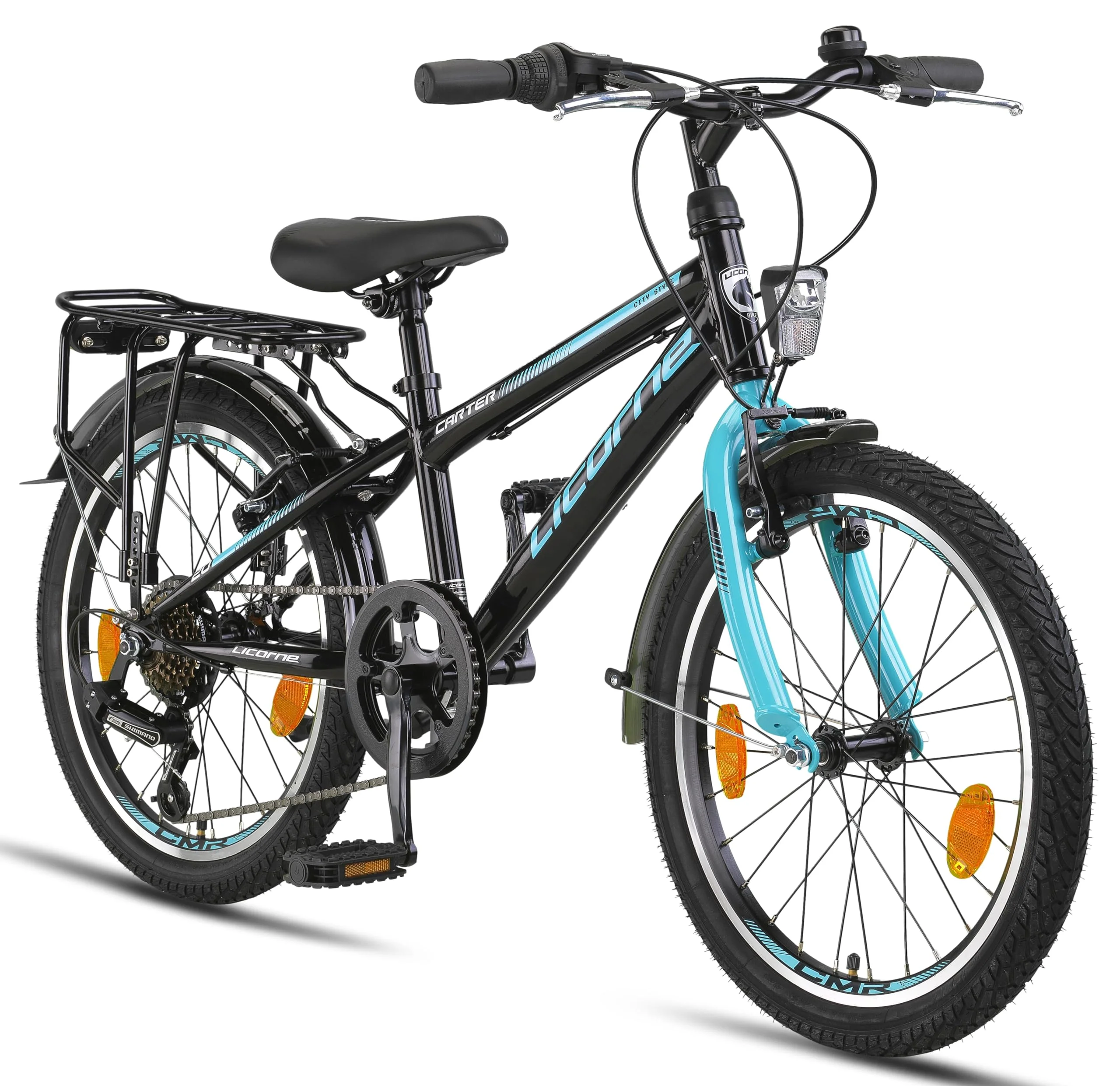 Licorne Bike Carter Premium Mountainbike in 20 Zoll Fahrrad für Kinder Mädchen Jungen 6 Gang Shimano Schaltung (Kinderfahrrad, Schwarz/Blau) - Image 3