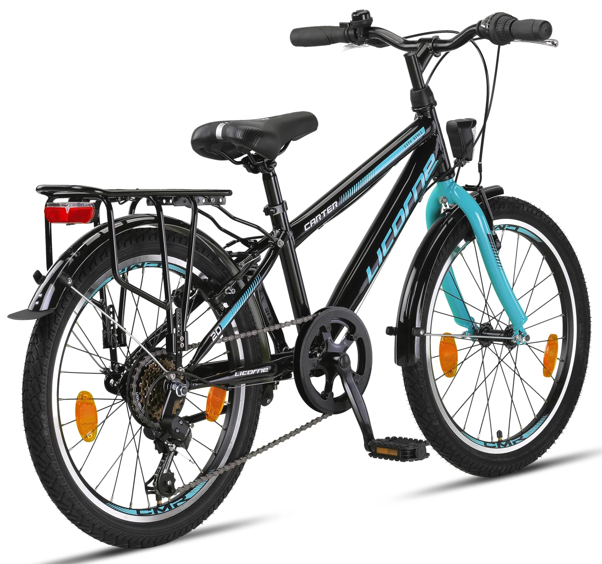 Licorne Bike Carter Premium Mountainbike in 20 Zoll Fahrrad für Kinder Mädchen Jungen 6 Gang Shimano Schaltung (Kinderfahrrad, Schwarz/Blau) - Image 6