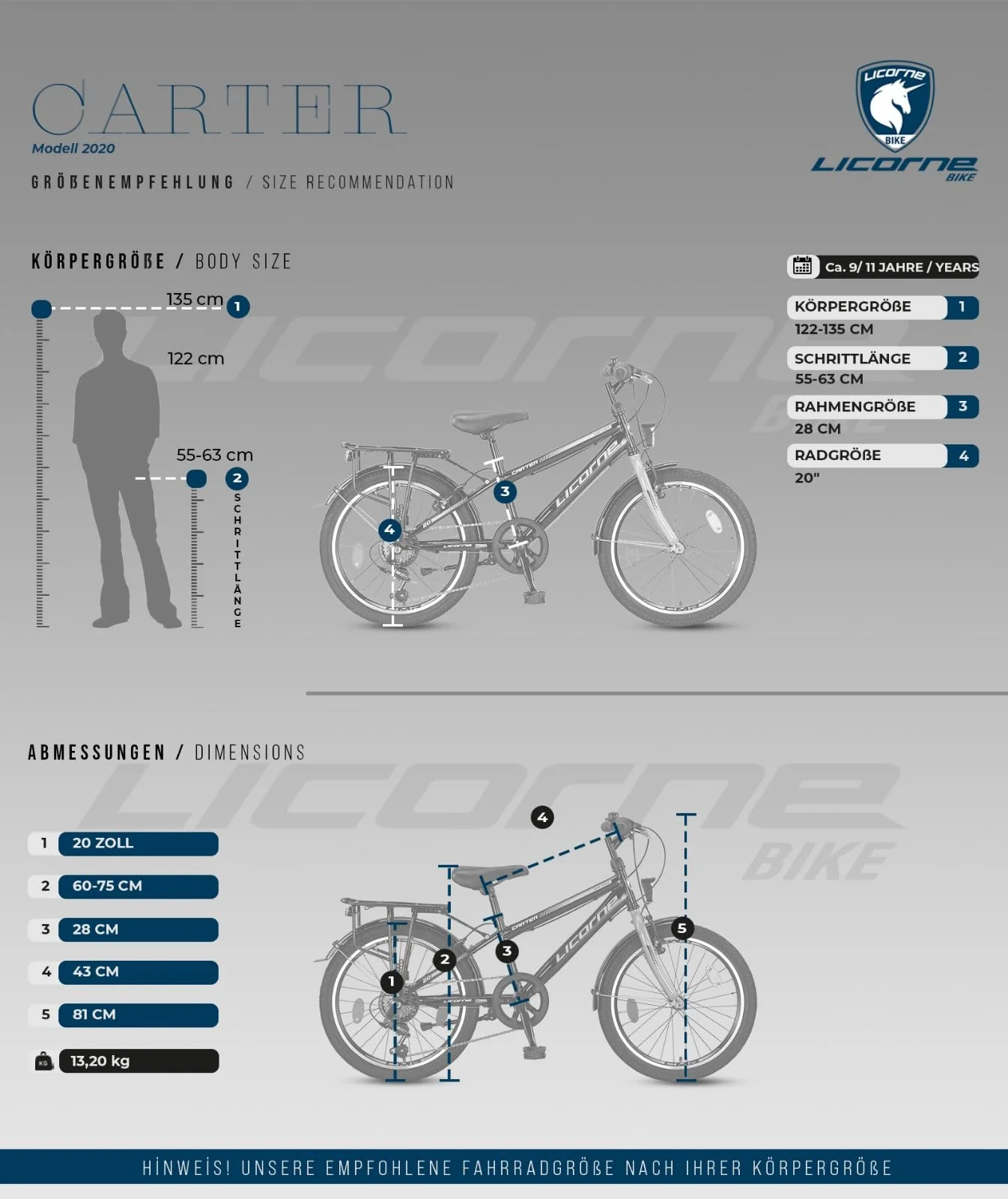 Licorne Bike Carter Premium Mountainbike in 20 Zoll Fahrrad für Kinder Mädchen Jungen 6 Gang Shimano Schaltung (Kinderfahrrad, Schwarz/Blau) - Image 8