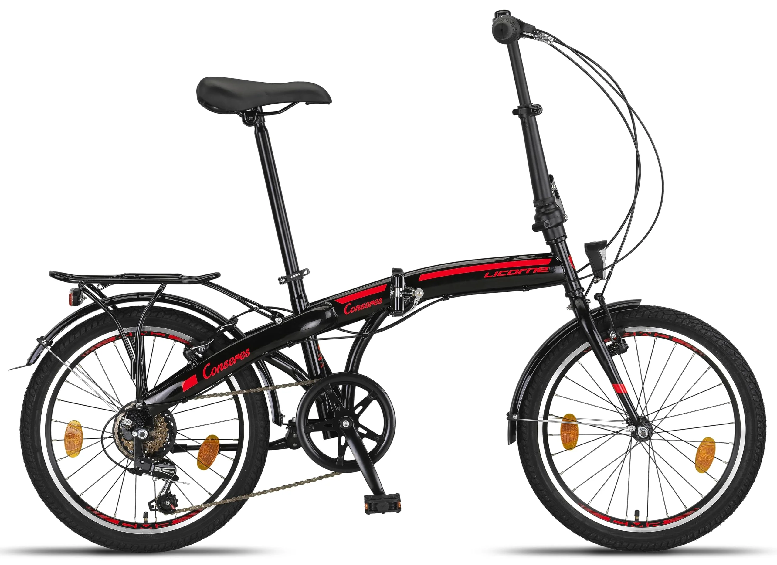Licorne Bike CONSERES Premium Faltrad, Klapprad in 20 Zoll - Fahrrad für Herren, Jungen, Mädchen und Damen - Shimano 6 Gang-Schaltung - Hollandfahrrad - Schwarz/Rot - Image 5