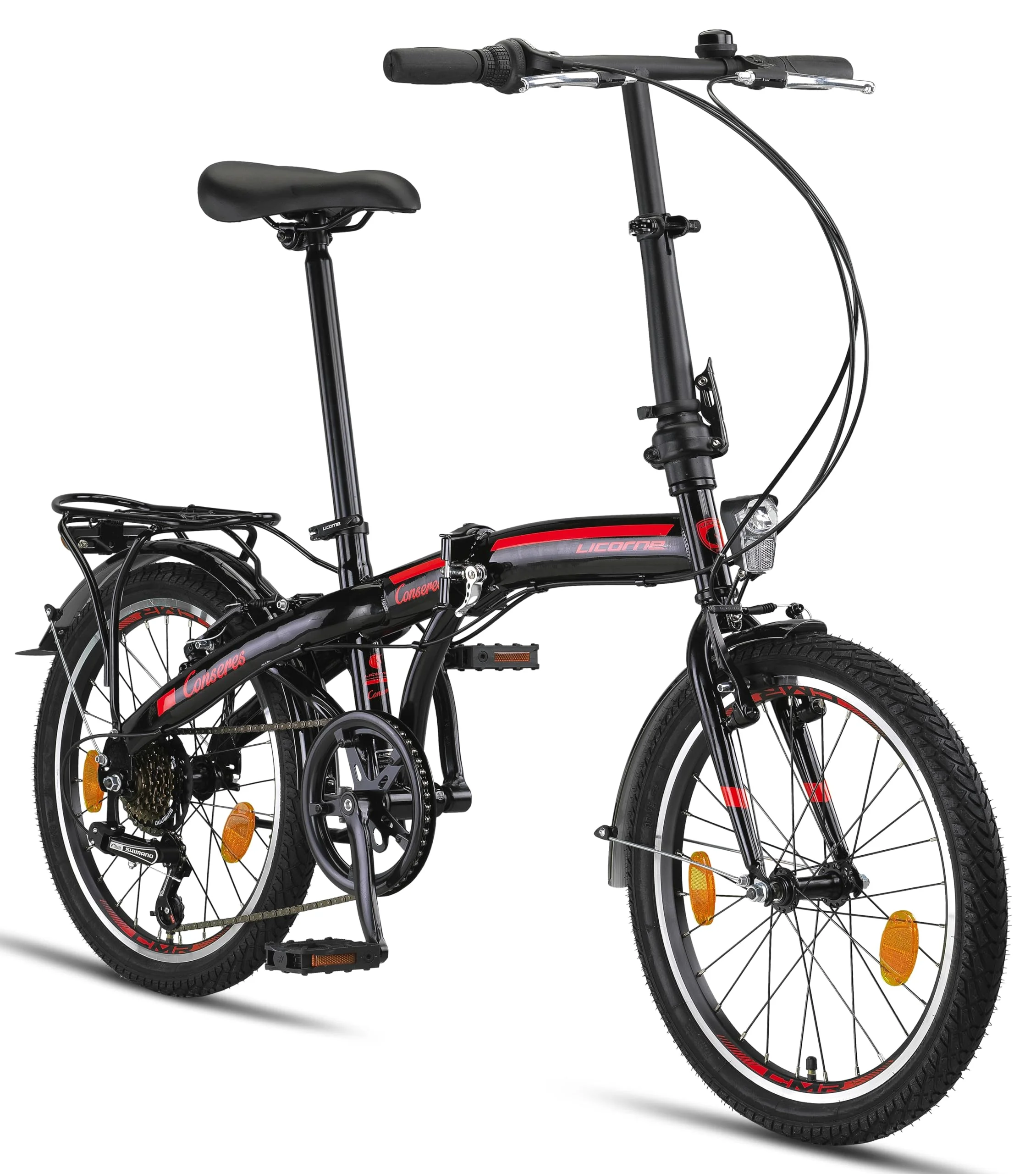 Licorne Bike CONSERES Premium Faltrad, Klapprad in 20 Zoll - Fahrrad für Herren, Jungen, Mädchen und Damen - Shimano 6 Gang-Schaltung - Hollandfahrrad - Schwarz/Rot - Image 8