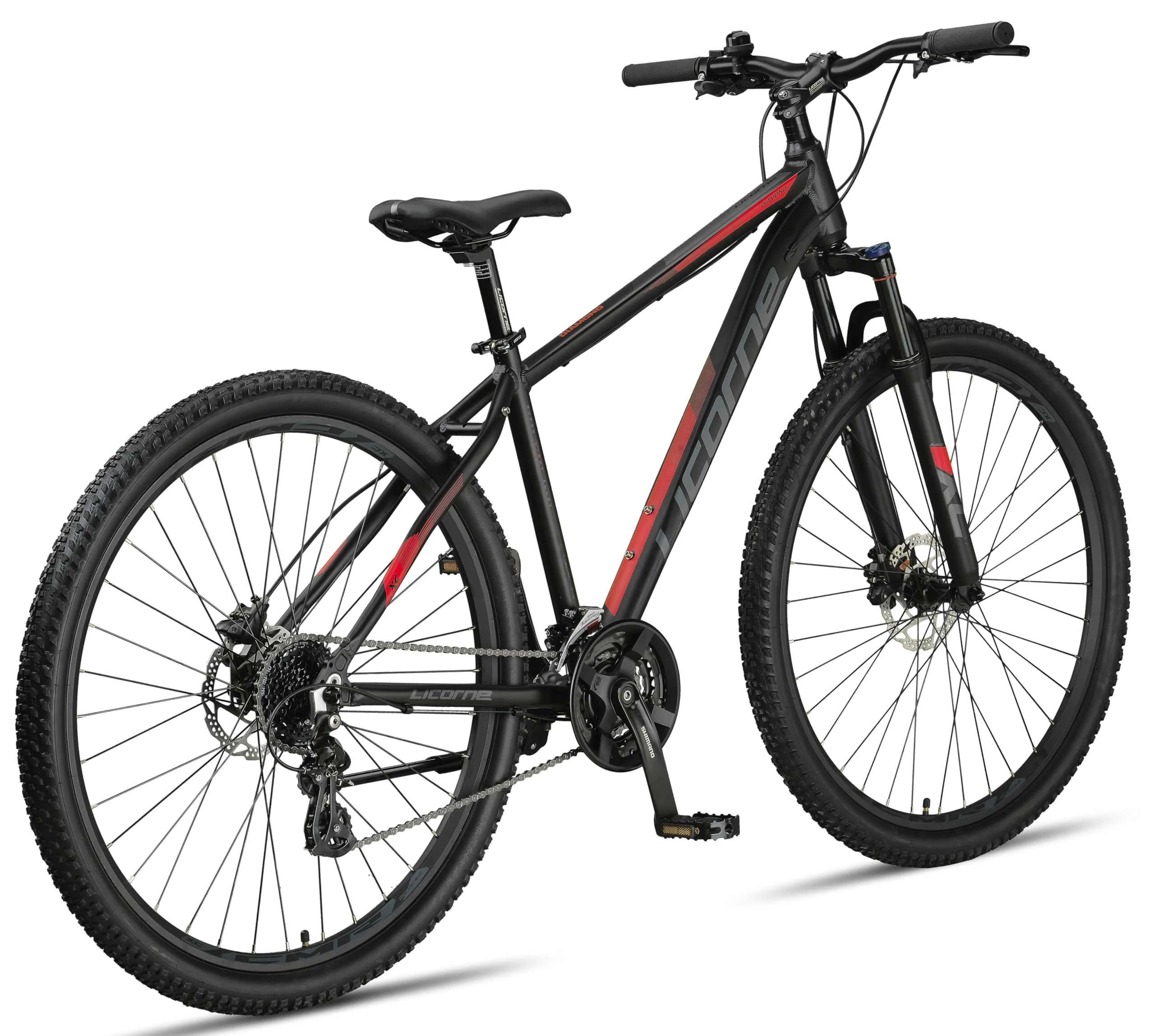 Licorne Bike Diamond Plus – Mountainbike, Shimano 24-Gang Schaltung, hydraulische Scheibenbremsen, verriegelbare Federgabel, Schnellspanner Vorder- & Hinterrad (Schwarz/Rot, 29 Zoll) - Image 5