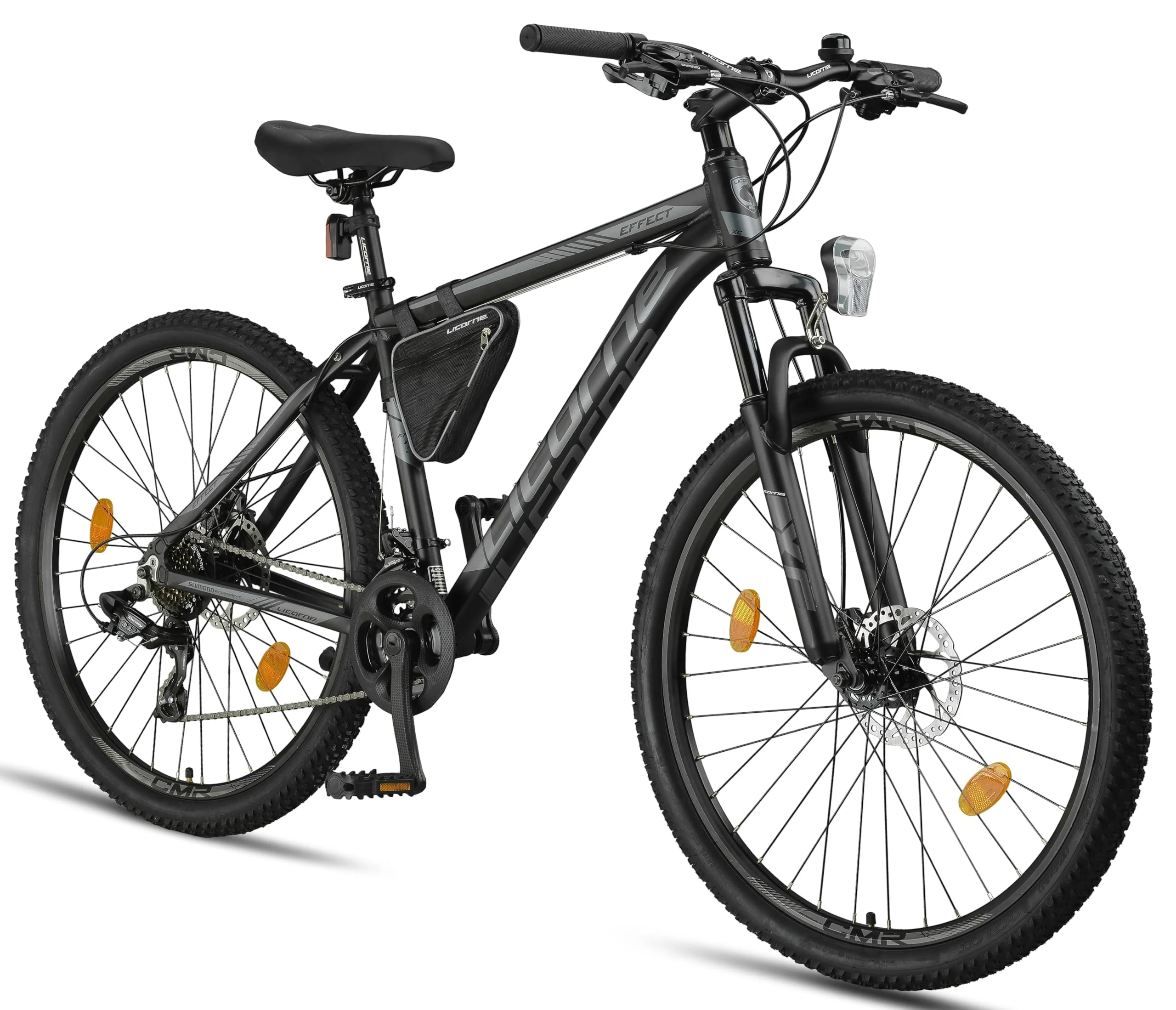 Licorne Bike Effect Premium Mountainbike Aluminium Discbremse Jungen Mädchen 21 Gang Schwarz/Anthrazit (2xDisc-Bremse)