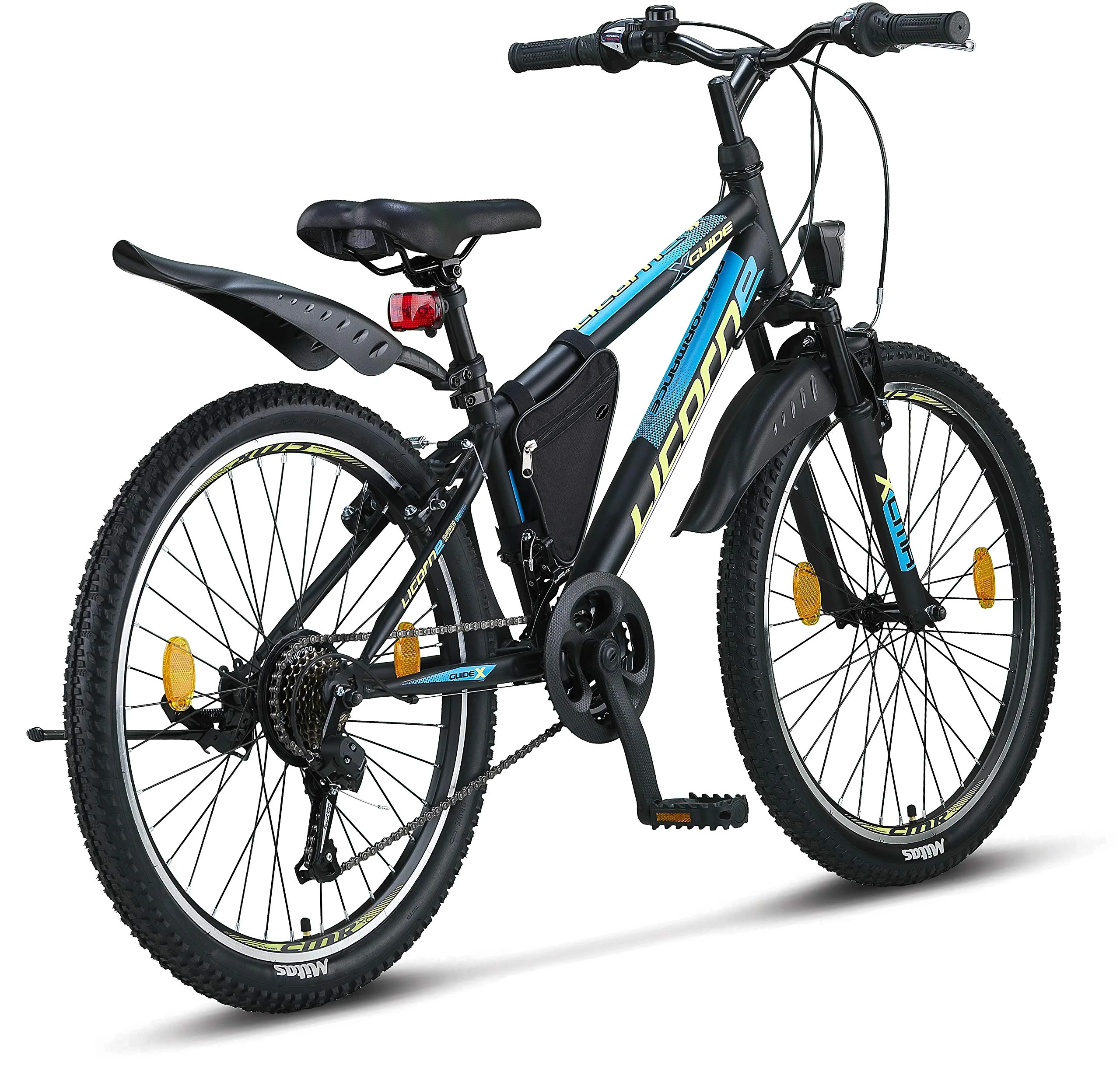Licorne Bike Guide Premium Mountainbike in 20, 24, 26, 27.5 und 29 Zoll Fahrrad für Mädchen Jungen Herren und Damen (24 Zoll, Schwarz/Blau/Lime) - Image 5