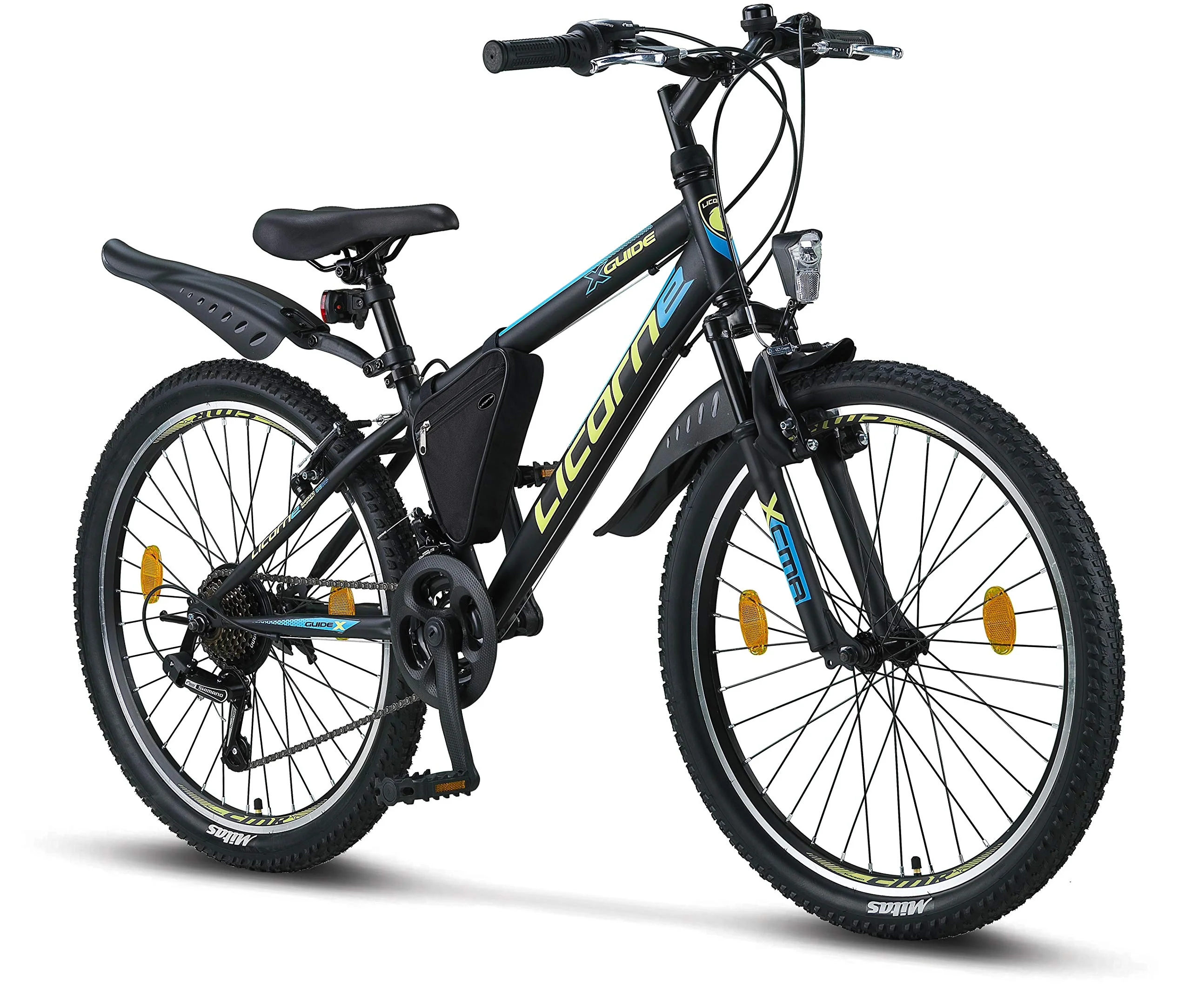 Licorne Bike Guide Premium Mountainbike in 20, 24, 26, 27.5 und 29 Zoll Fahrrad für Mädchen Jungen Herren und Damen (24 Zoll, Schwarz/Blau/Lime) - Image 6