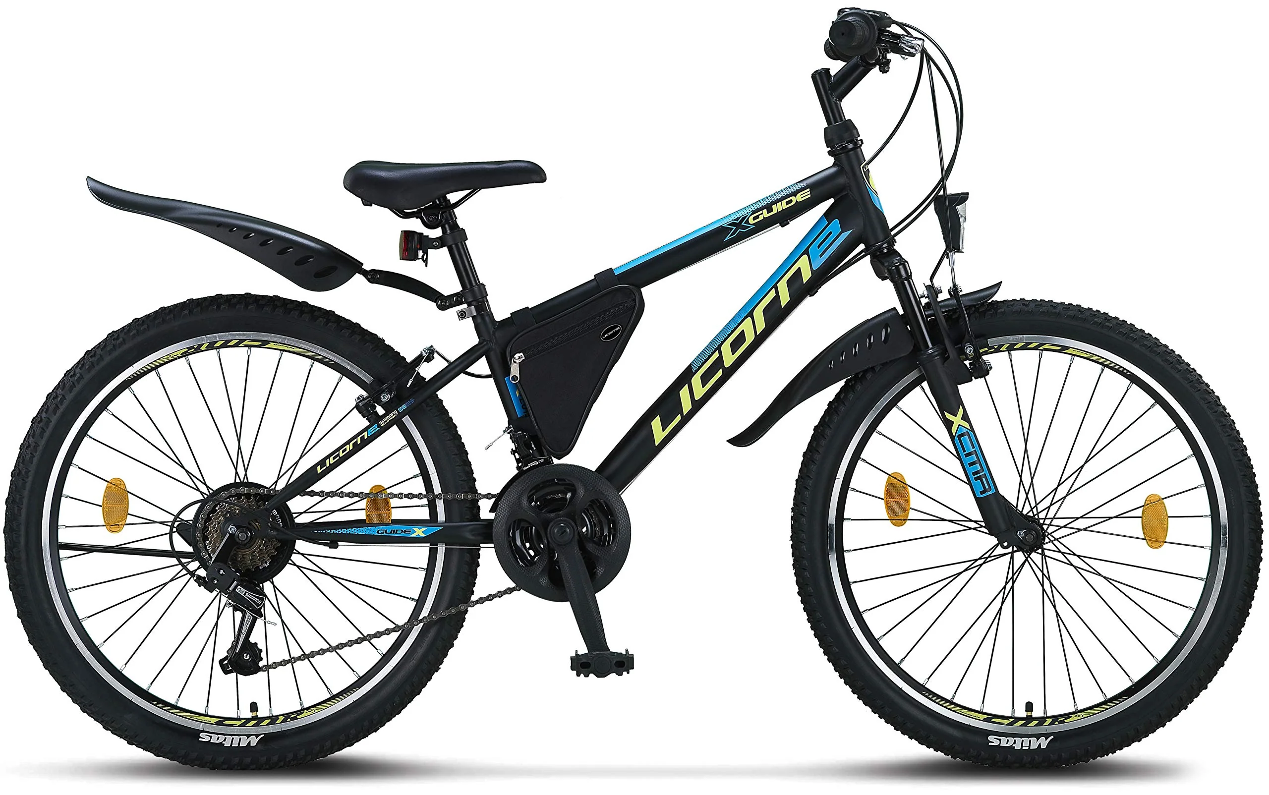Licorne Bike Guide Premium Mountainbike in 20, 24, 26, 27.5 und 29 Zoll Fahrrad für Mädchen Jungen Herren und Damen (24 Zoll, Schwarz/Blau/Lime) - Image 7